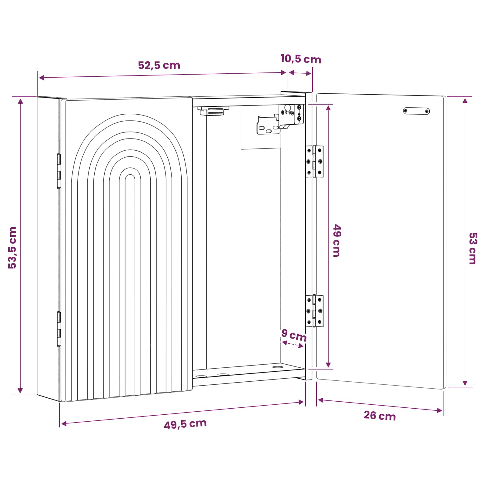 Dartboard Cabinet ALKMAAR White 52.5 x 10.5 x 53.5 cm