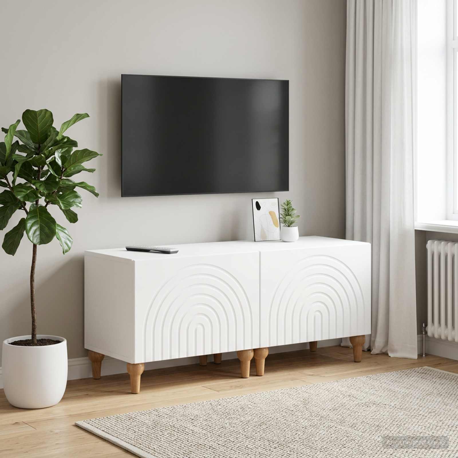 TV Cabinet White Engineered Wood