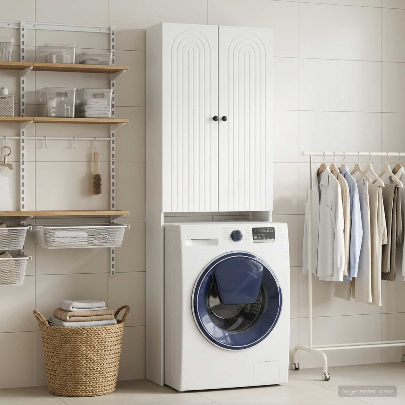 Toilet Cabinet ALKMAAR White 66 x 25.5 x 190 cm Engineered Wood