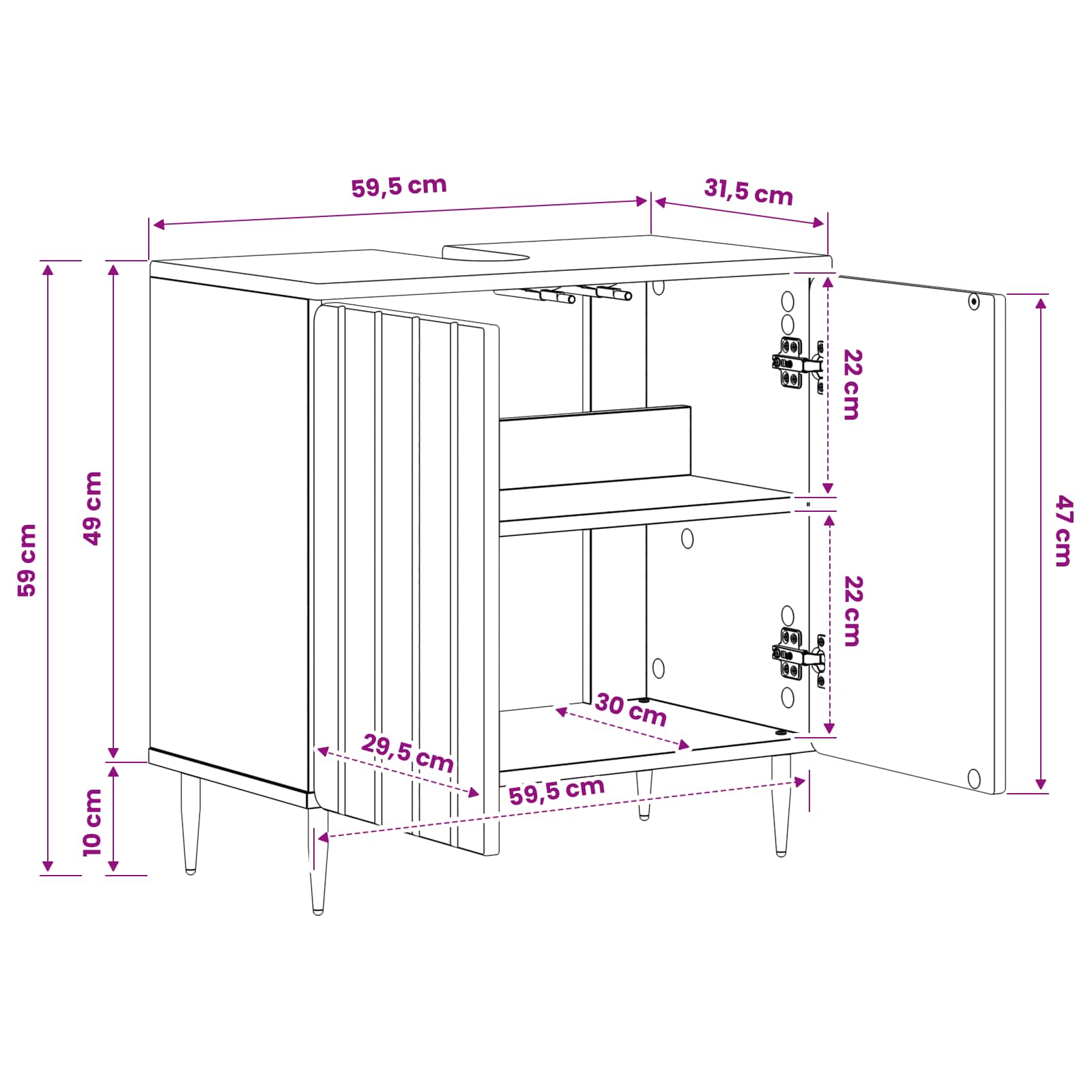 Bathroom Sink Cabinet ZWOLLE White 59.5 x 31.5 x 59 cm