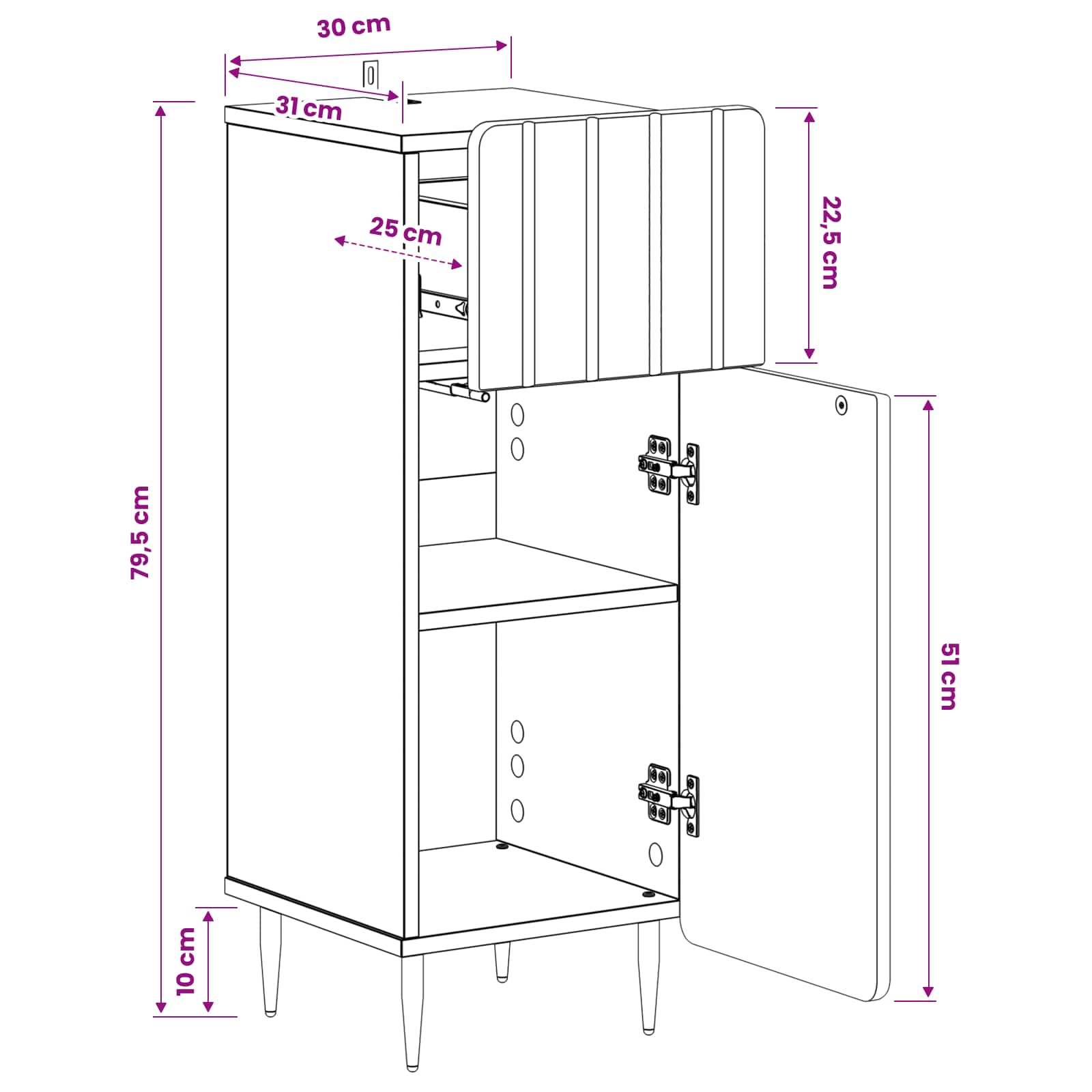 Bathroom Storage Cabinet ZWOLLE White 30 x 31 x 79.5 cm