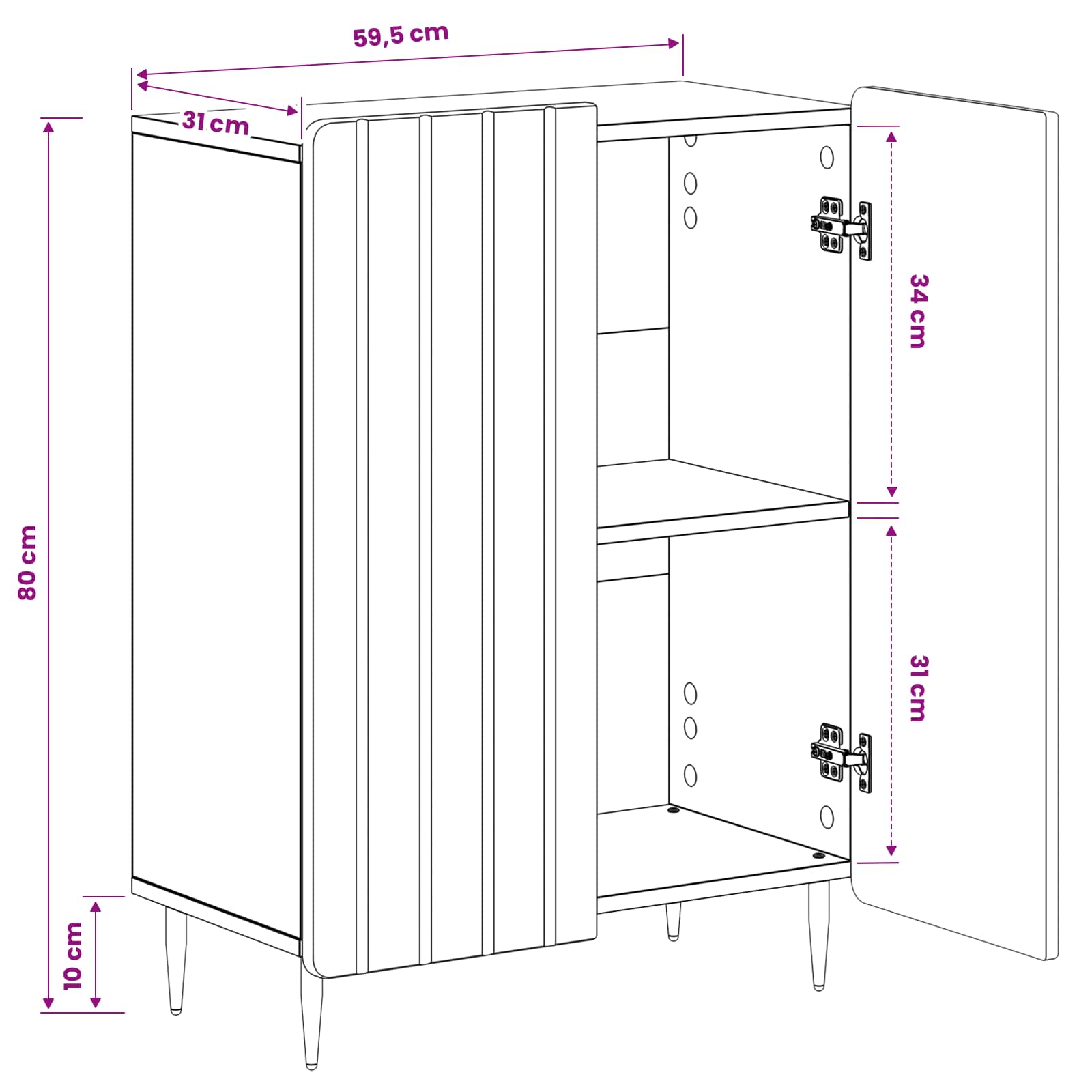 Bathroom Storage Cabinet ZWOLLE White 59.5 x 31 x 79.5 cm