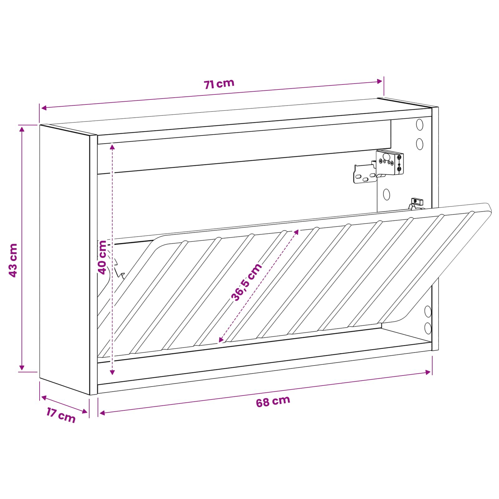 Wall-Mounted Shoe Cabinet ZWOLLE 71 x 17 x 43 cm White