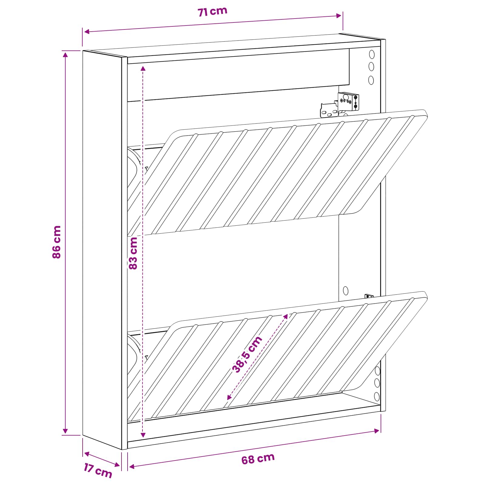 Wall-Mounted Shoe Cabinet ZWOLLE 71 x 17 x 86 cm White