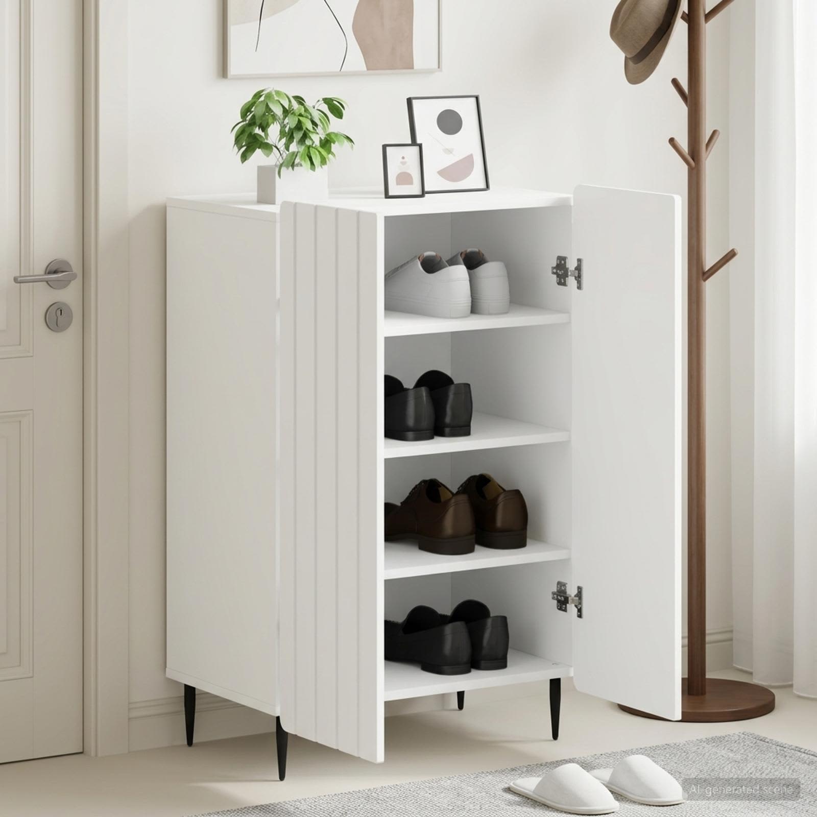 Shoe Cabinet ZWOLLE 59.5 x 39.5 x 91.5 cm Engineered Wood White