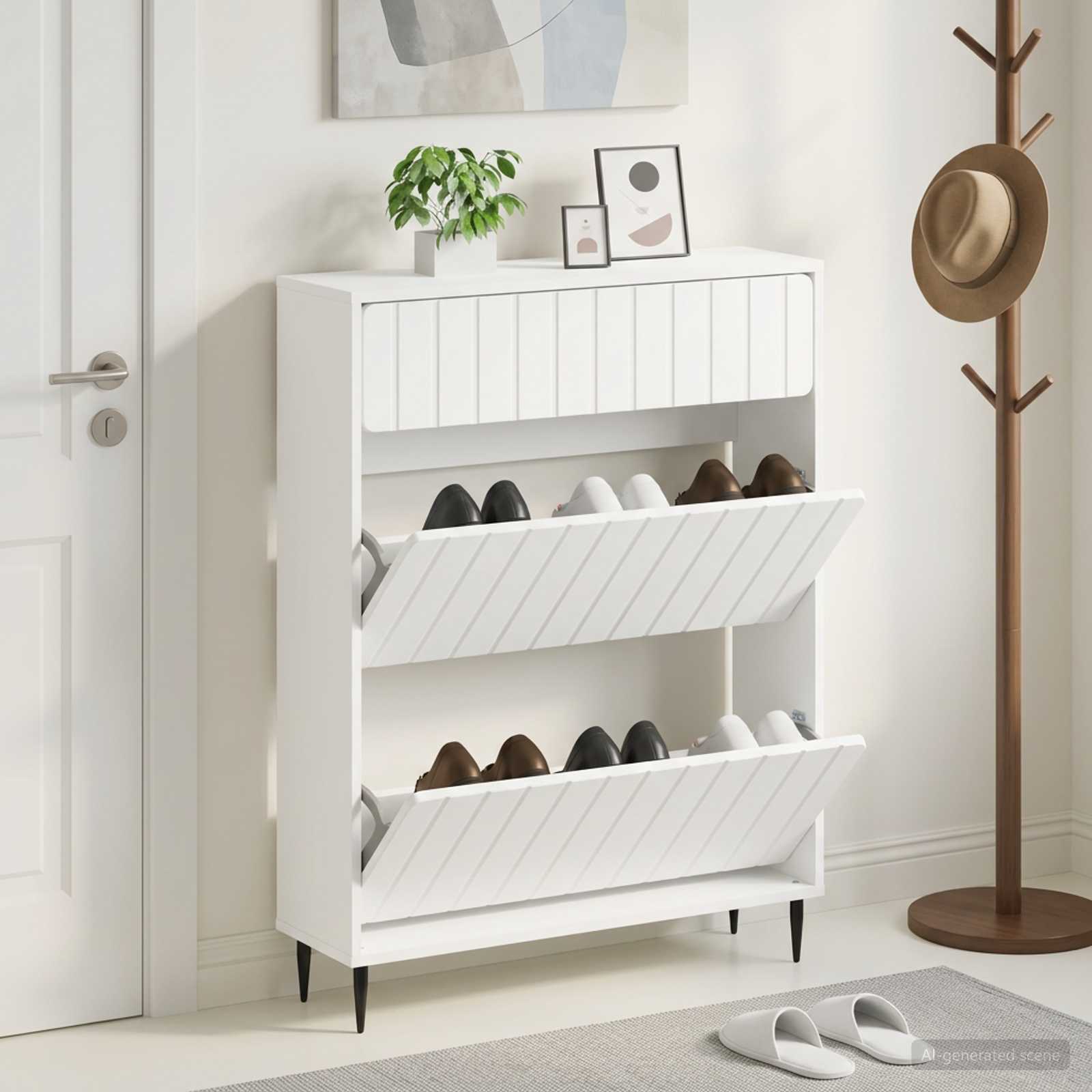 Shoe Cabinet ZWOLLE 78 x 24 x 103 cm Engineered Wood White