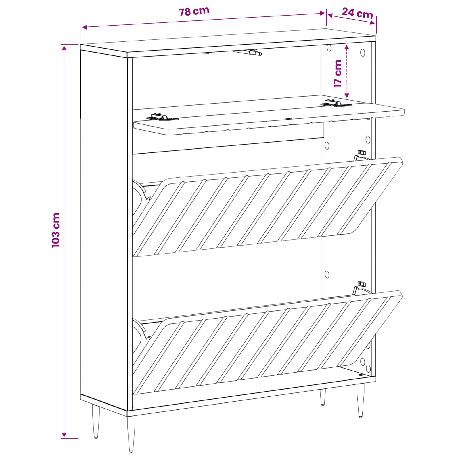 Shoe Cabinet ZWOLLE 78 x 24 x 103 cm Engineered Wood White