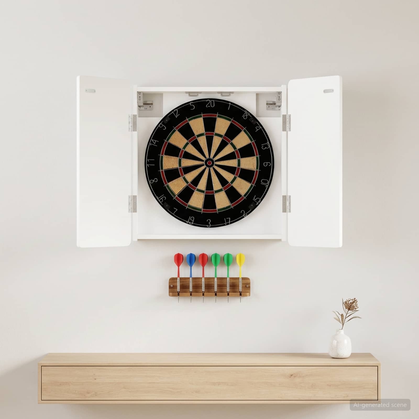 Dartboard Cabinet ZWOLLE White 52.5 x 10.5 x 57.5 cm