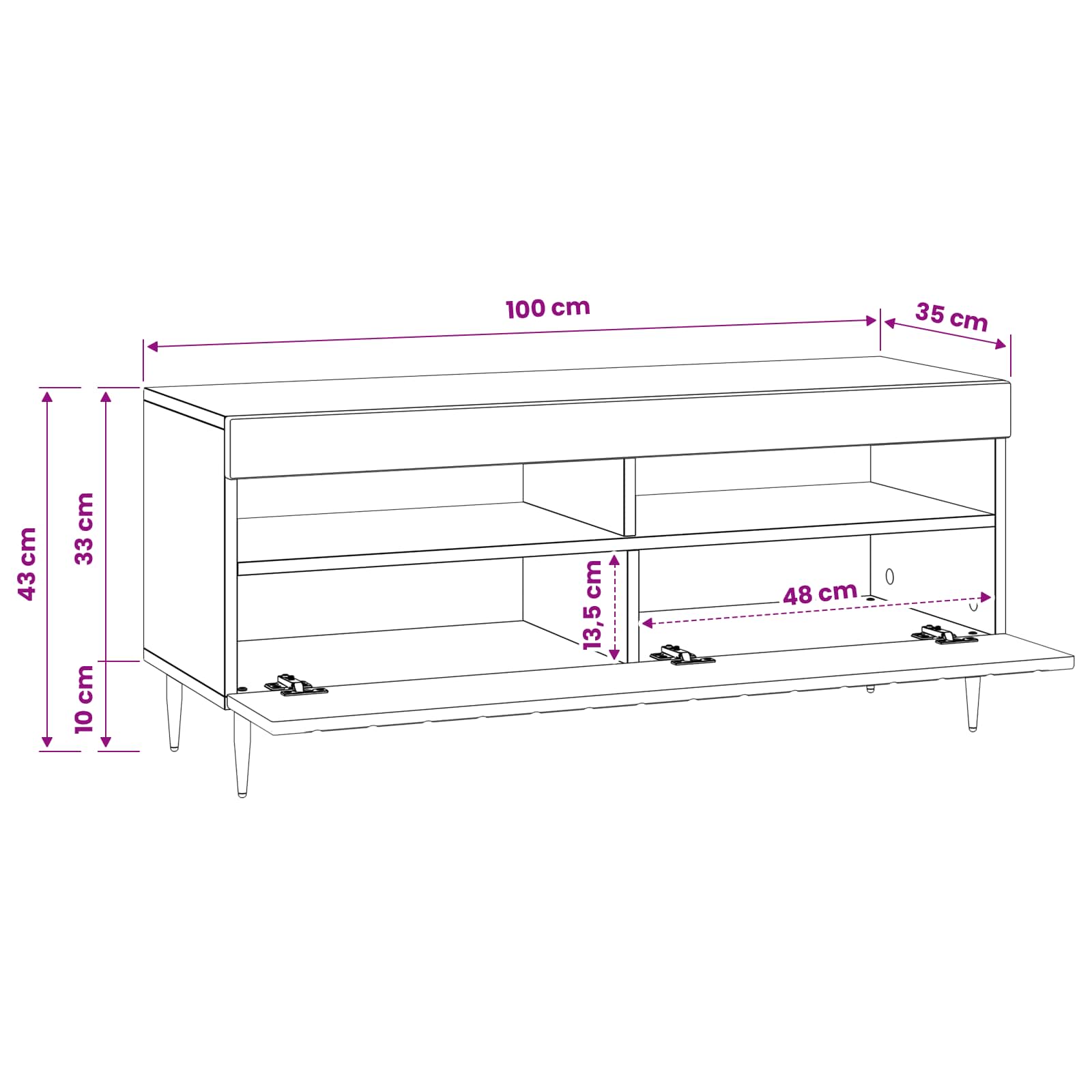 LED TV Cabinet White Engineered Wood