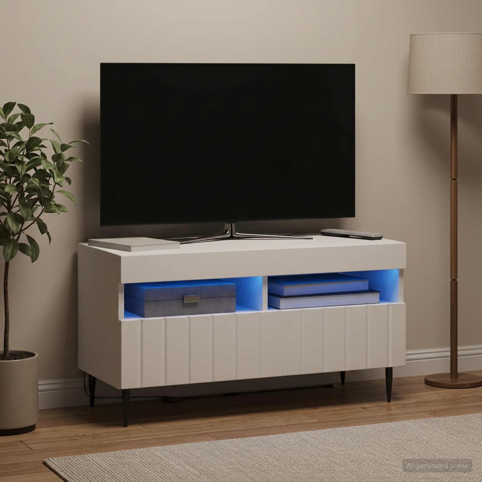 LED TV Cabinet ZWOLLE 81 x 35 x 43 cm White Engineered Wood