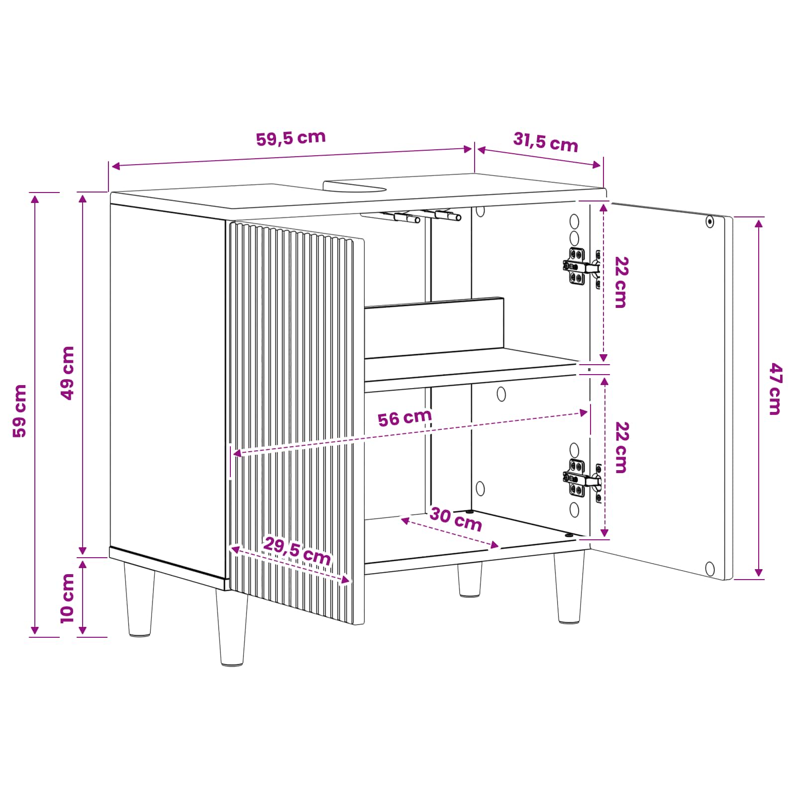 Bathroom Sink Cabinet ARNHEM White 59.5 x 31.5 x 59 cm
