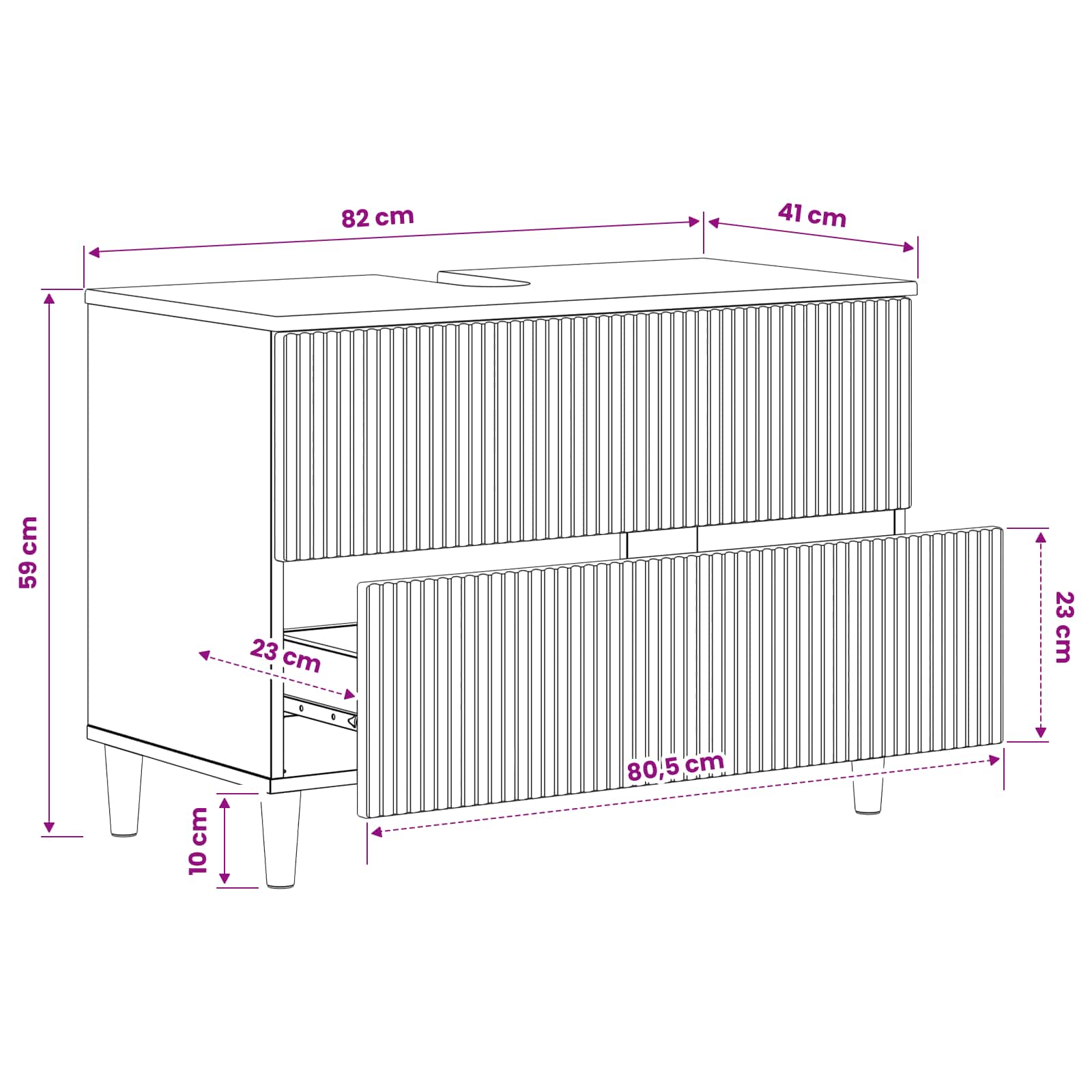 Bathroom Sink Cabinet ARNHEM White 82 x 41 x 59 cm