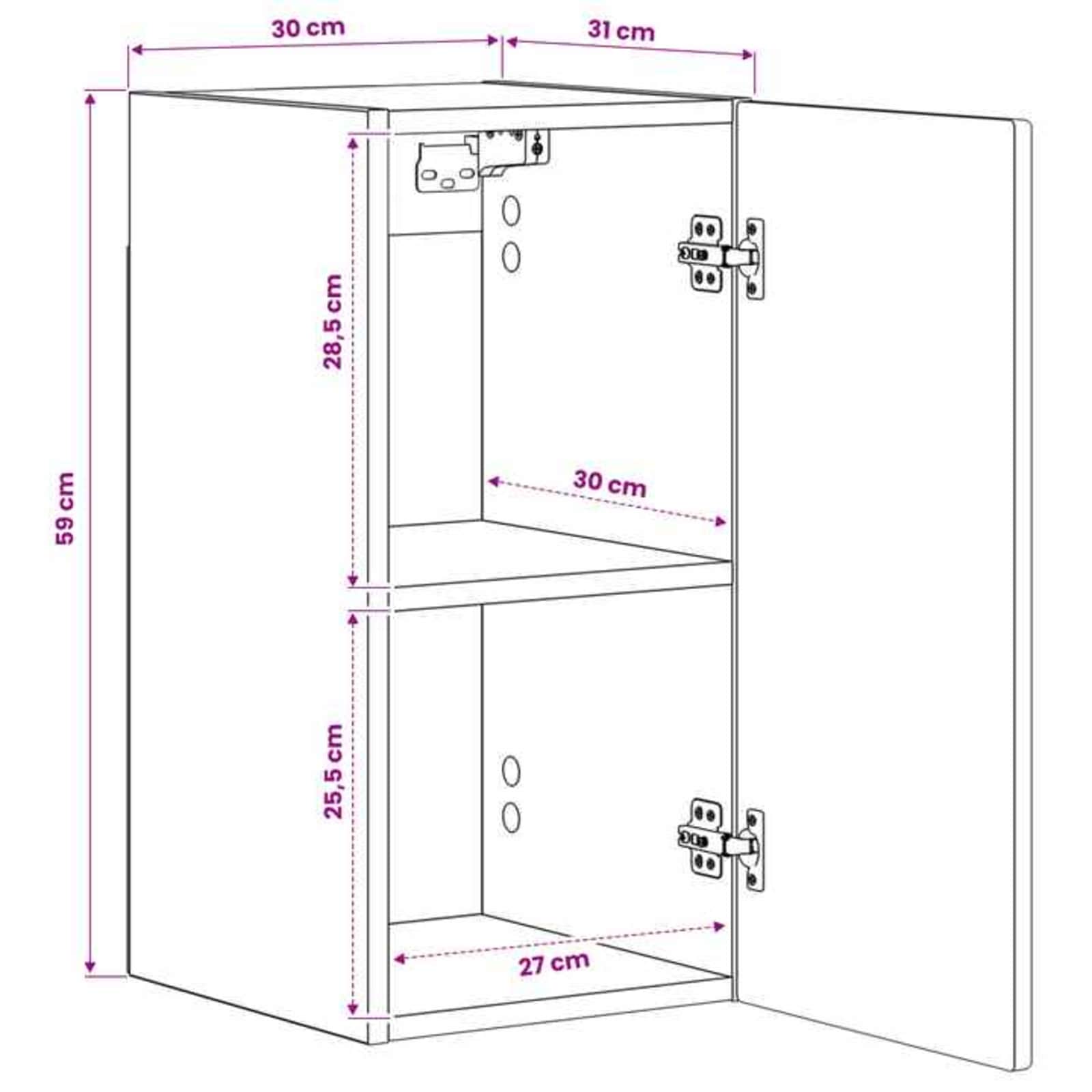 Bathroom Wall Cabinet ARNHEM White 30 x 31 x 59 cm