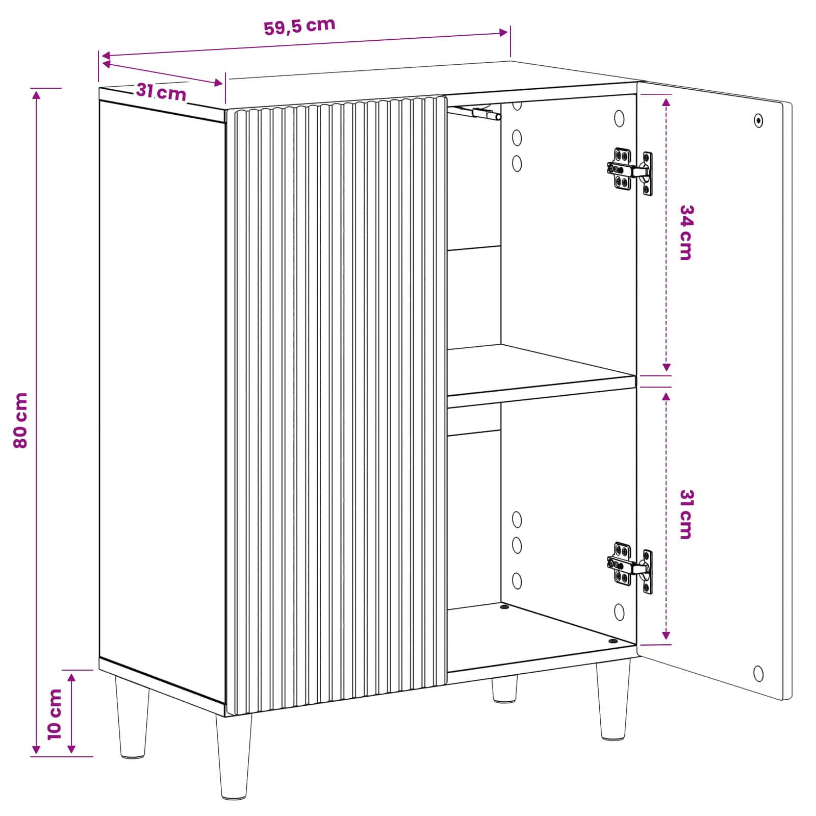 Bathroom Storage Cabinet ARNHEM White 59.5 x 31 x 80 cm