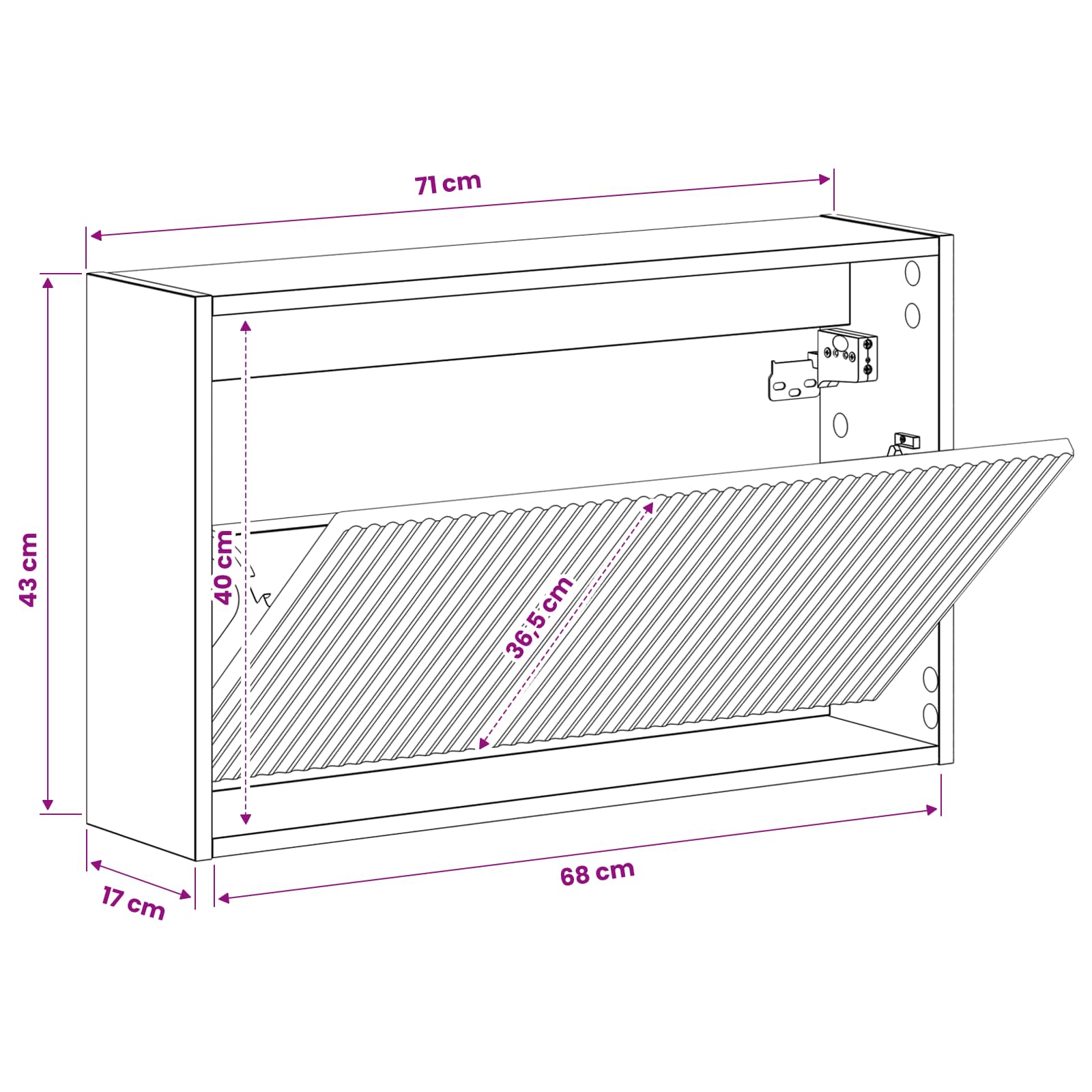 Wall-Mounted Shoe Cabinet ARNHEM 71 x 17 x 43 cm White
