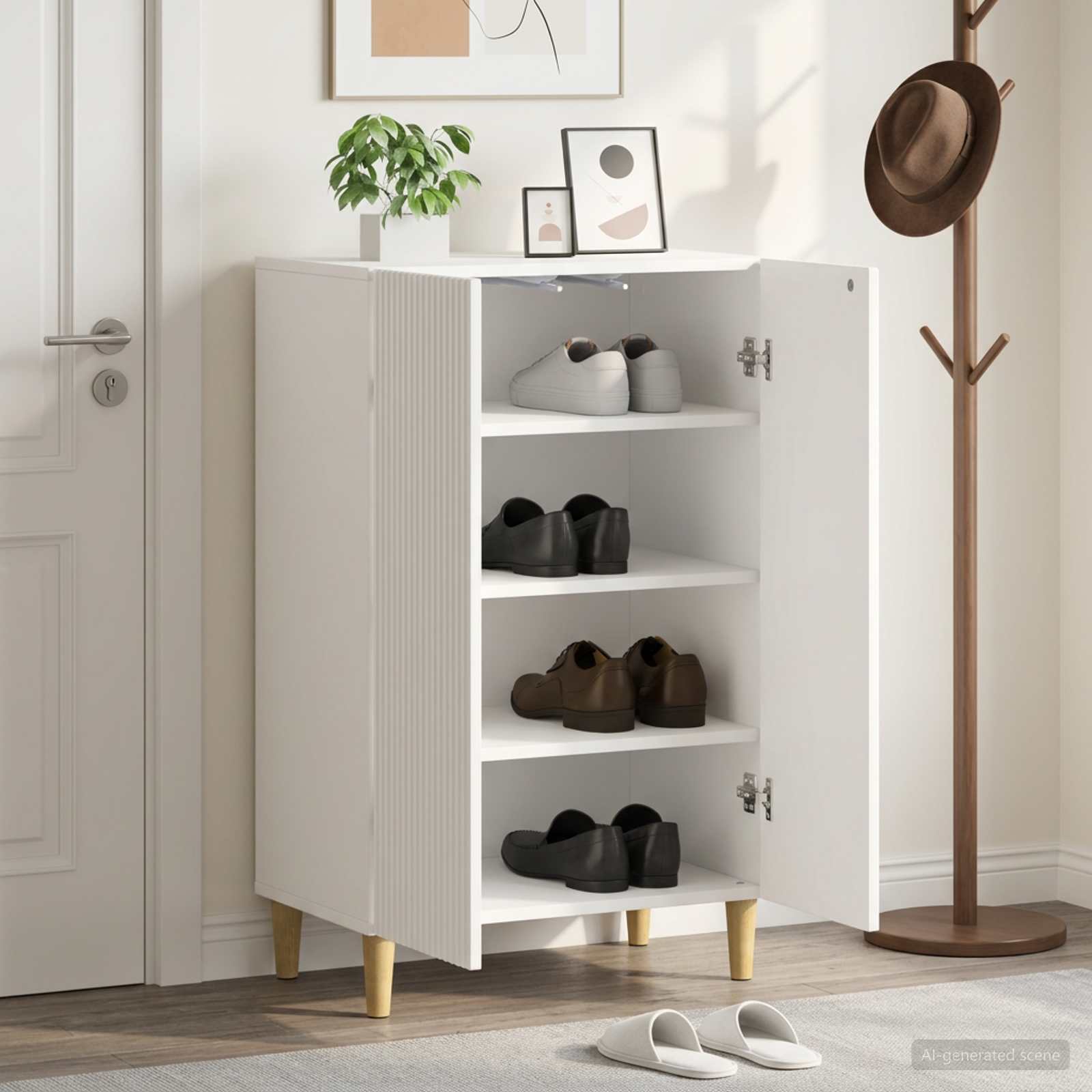 Shoe Cabinet ARNHEM 59.5 x 39.5 x 90 cm Engineered Wood White