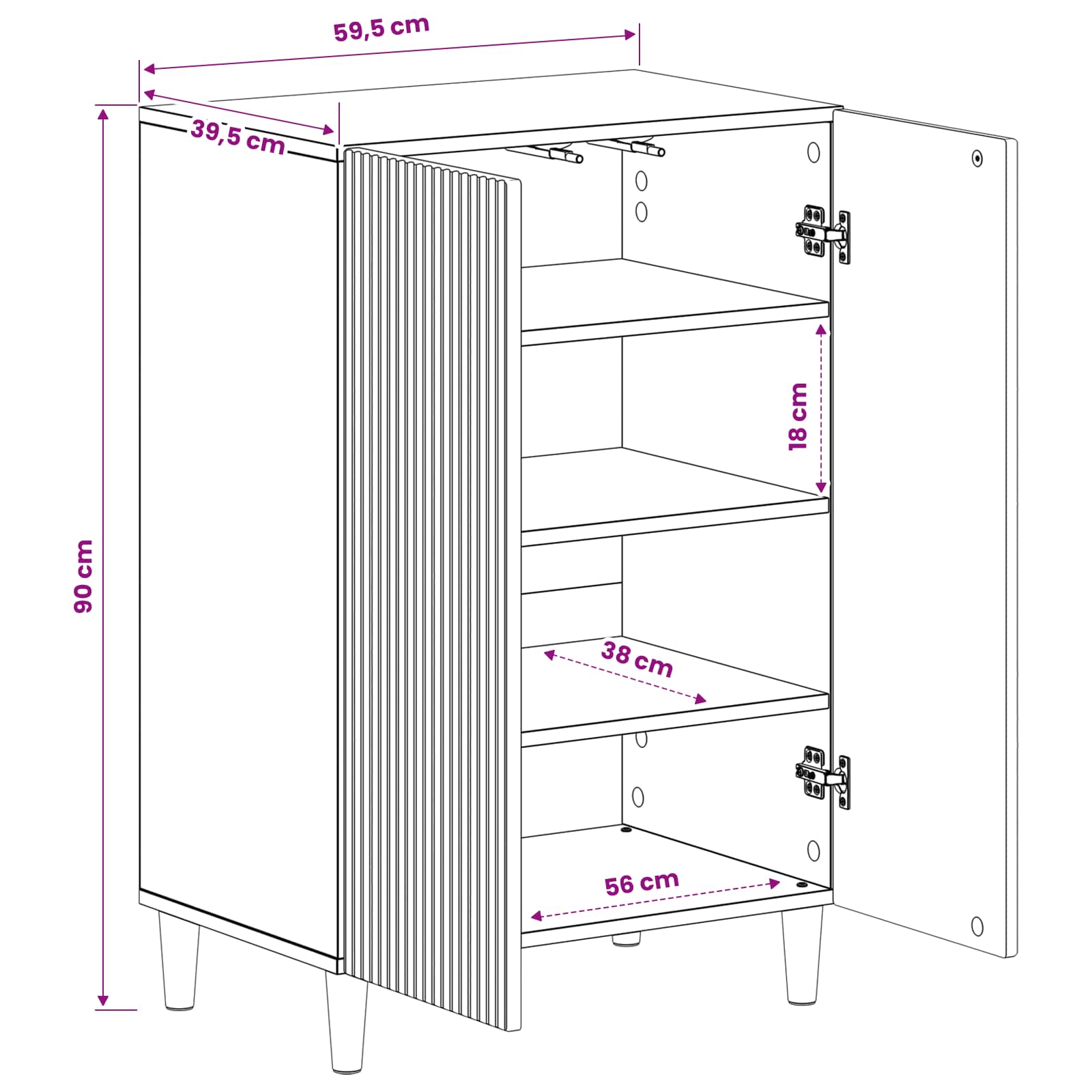 Shoe Cabinet ARNHEM 59.5 x 39.5 x 90 cm Engineered Wood White