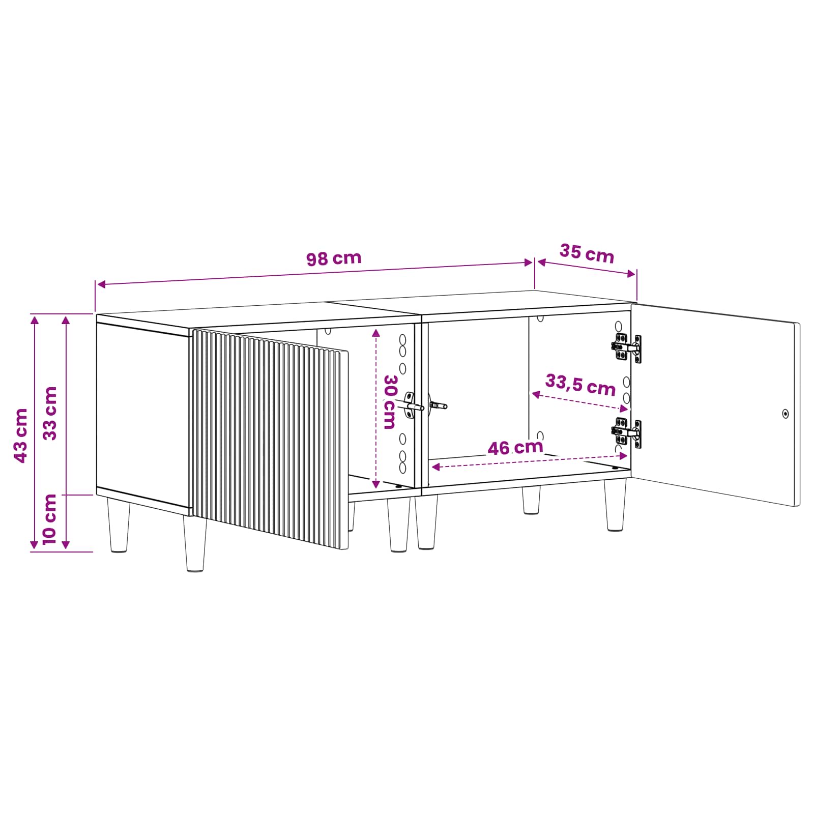 TV Cabinet White Engineered Wood