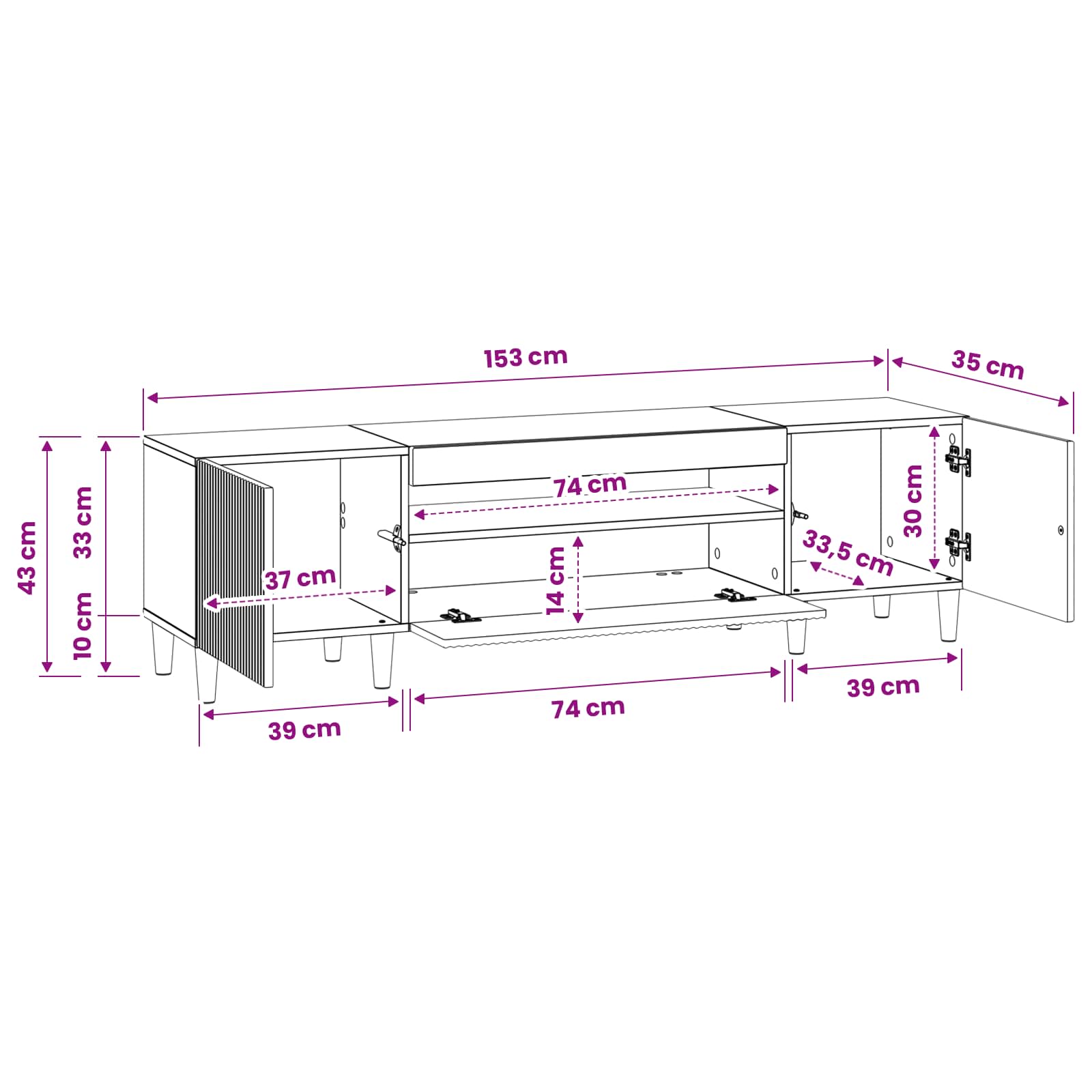 LED TV Cabinet White Engineered Wood