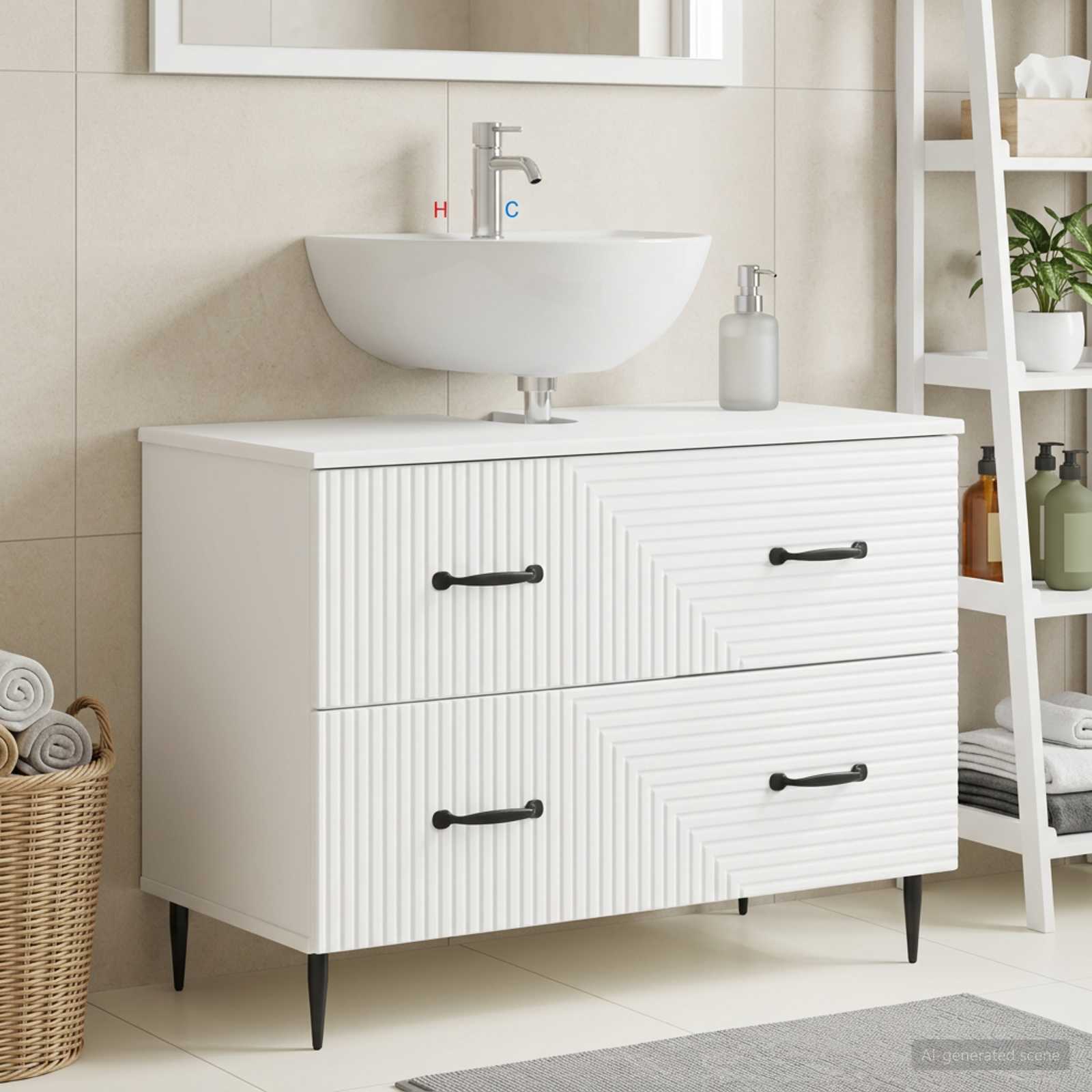 Bathroom Sink Cabinet HAARLEM White 82 x 41 x 58.5 cm