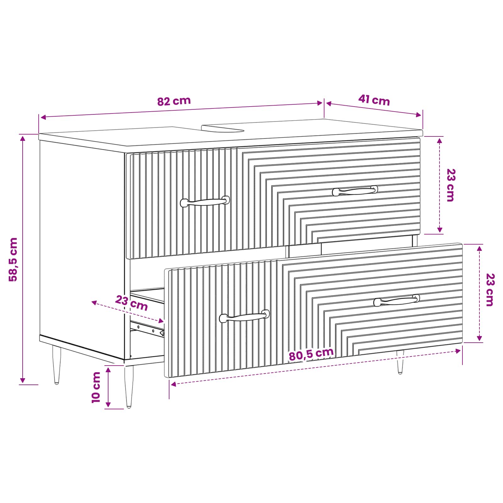 Bathroom Sink Cabinet HAARLEM White 82 x 41 x 58.5 cm