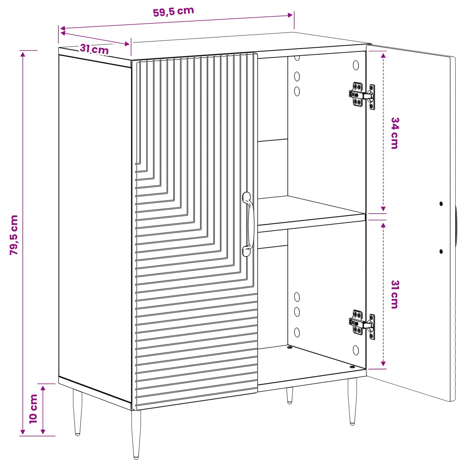 Bathroom Storage Cabinet HAARLEM White 59.5 x 31 x 80 cm