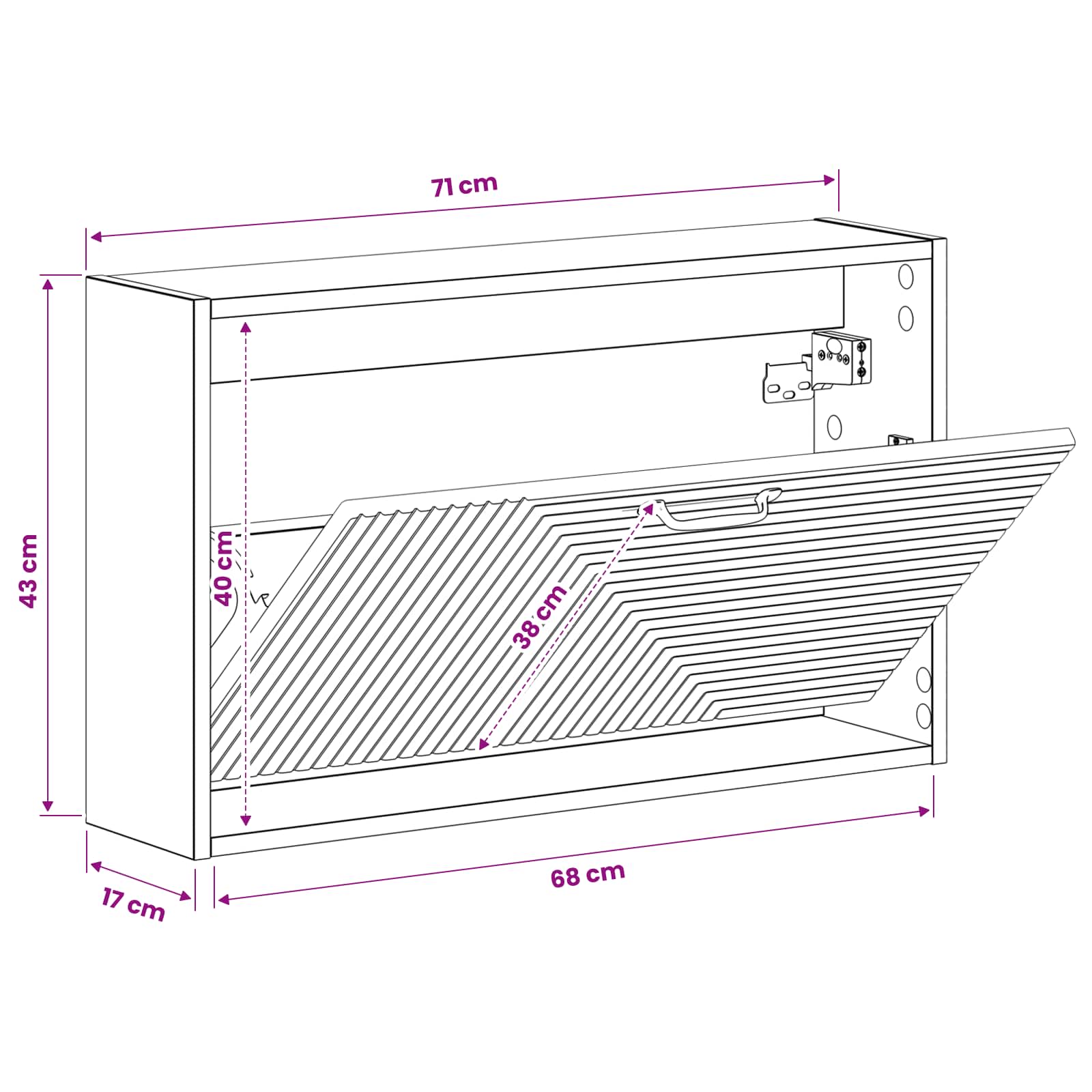 Wall-Mounted Shoe Cabinet HAARLEM 71 x 17 x 43 cm White