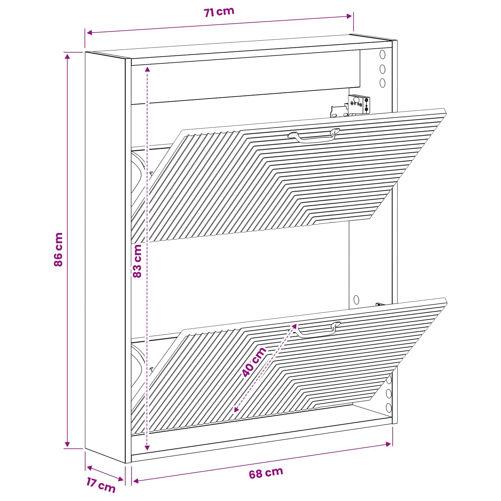 Wall-Mounted Shoe Cabinet HAARLEM 71 x 17 x 86 cm White