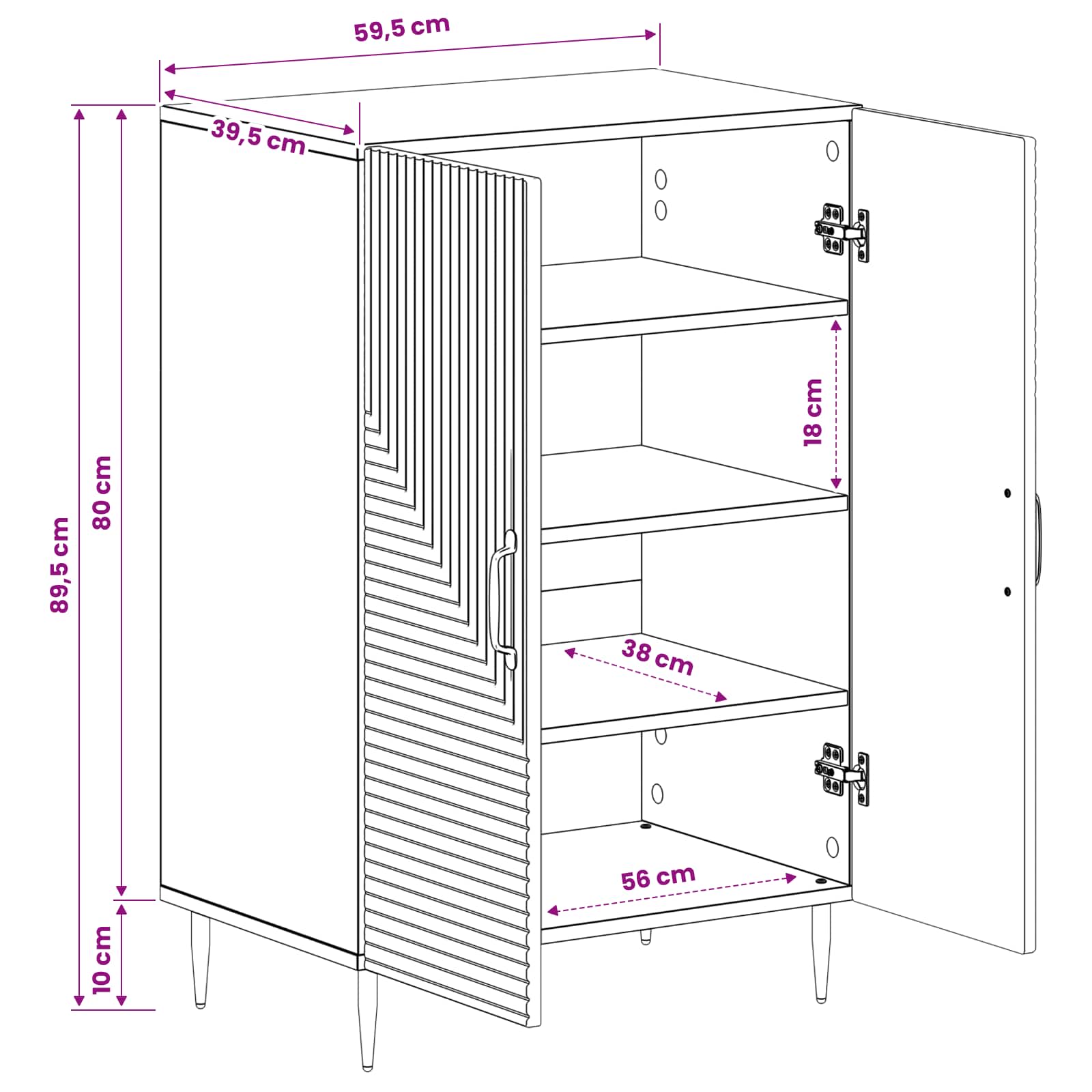 Shoe Cabinet HAARLEM 59.5 x 39.5 x 89.5 cm Engineered Wood