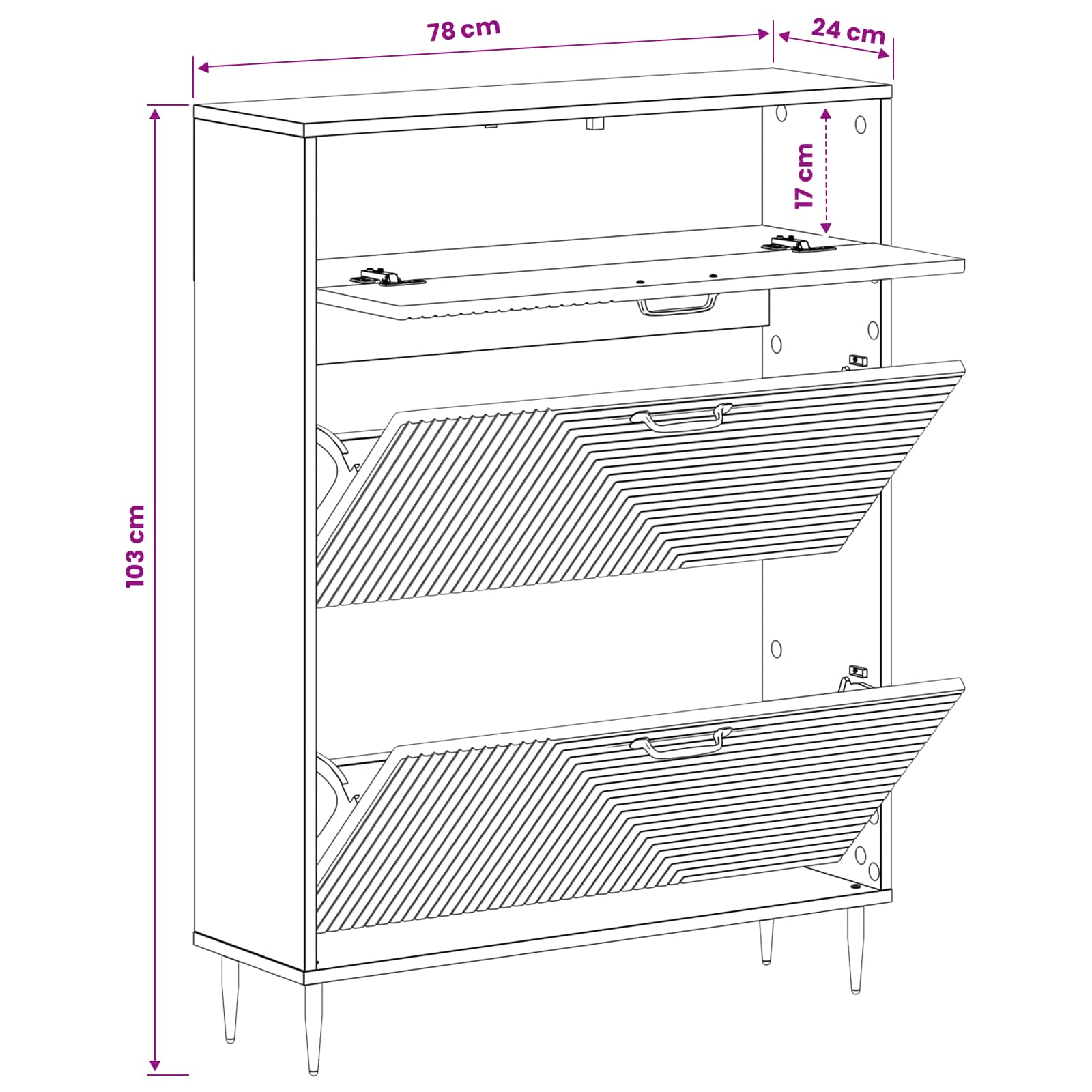 Shoe Cabinet HAARLEM 78 x 24 x 103 cm Engineered Wood White