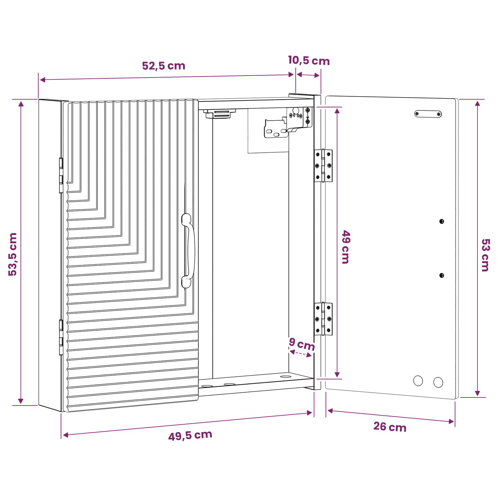 Dartboard Cabinet HAARLEM White 52.5 x 10.5 x 53.5 cm