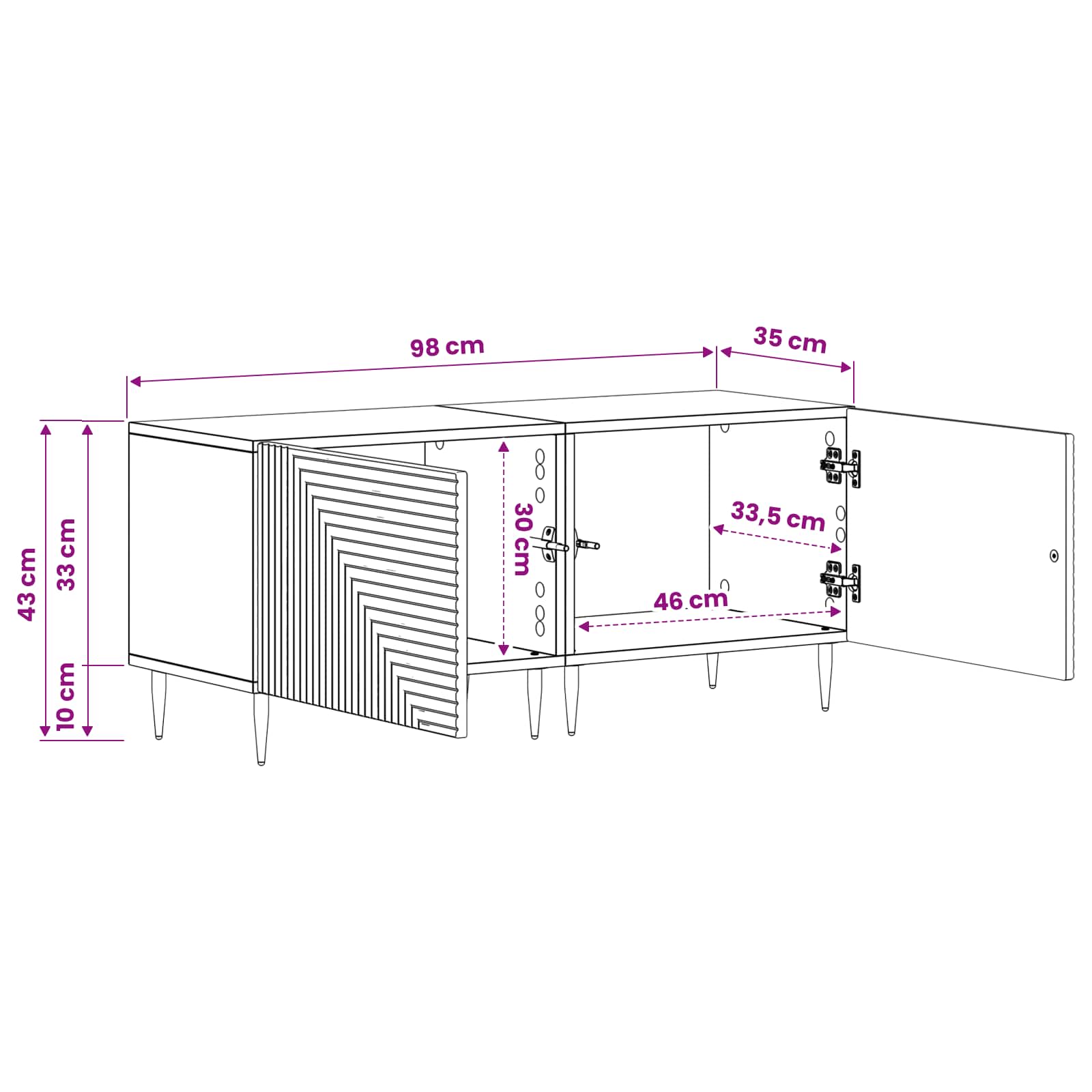 TV Cabinet White Engineered Wood