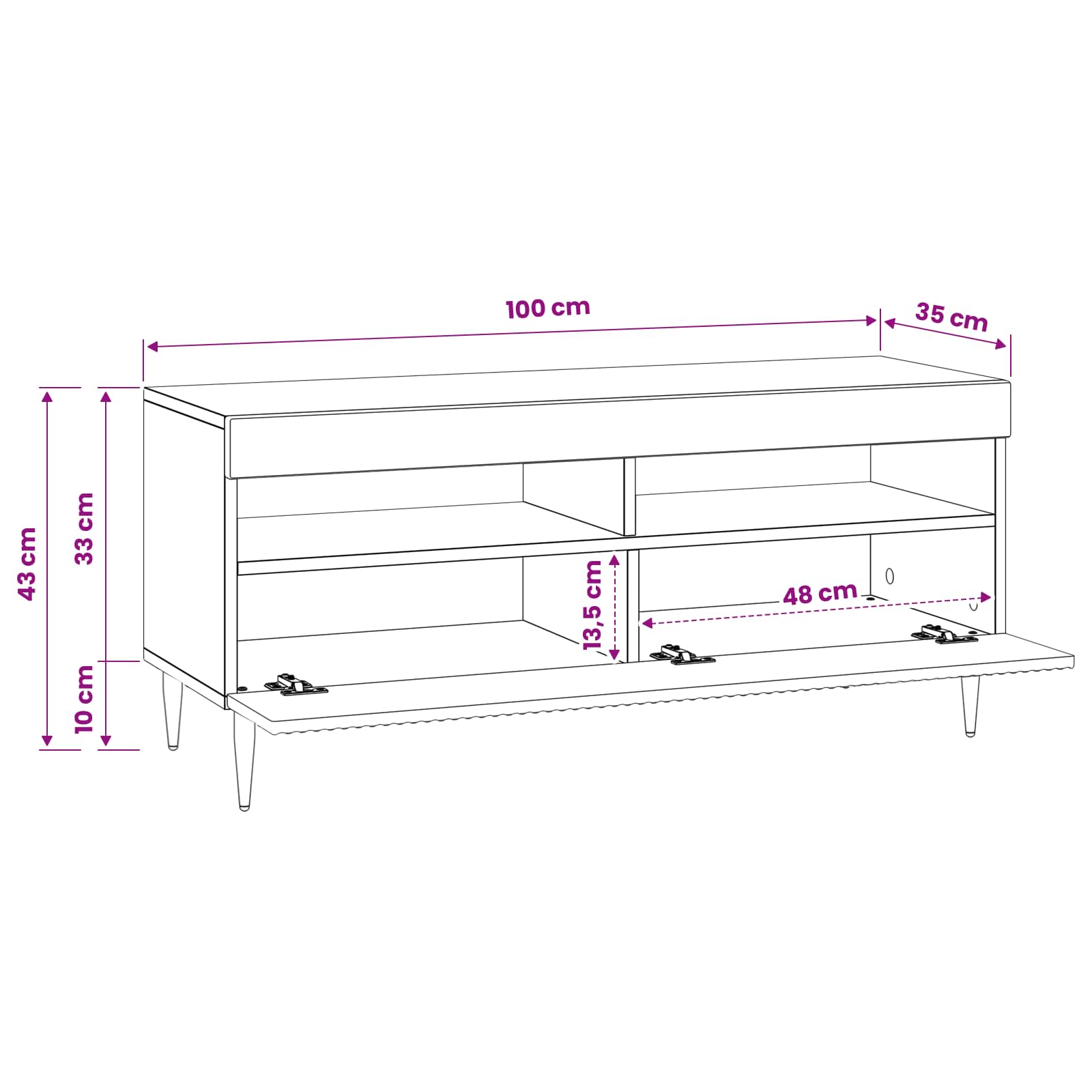 LED TV Cabinet White Engineered Wood