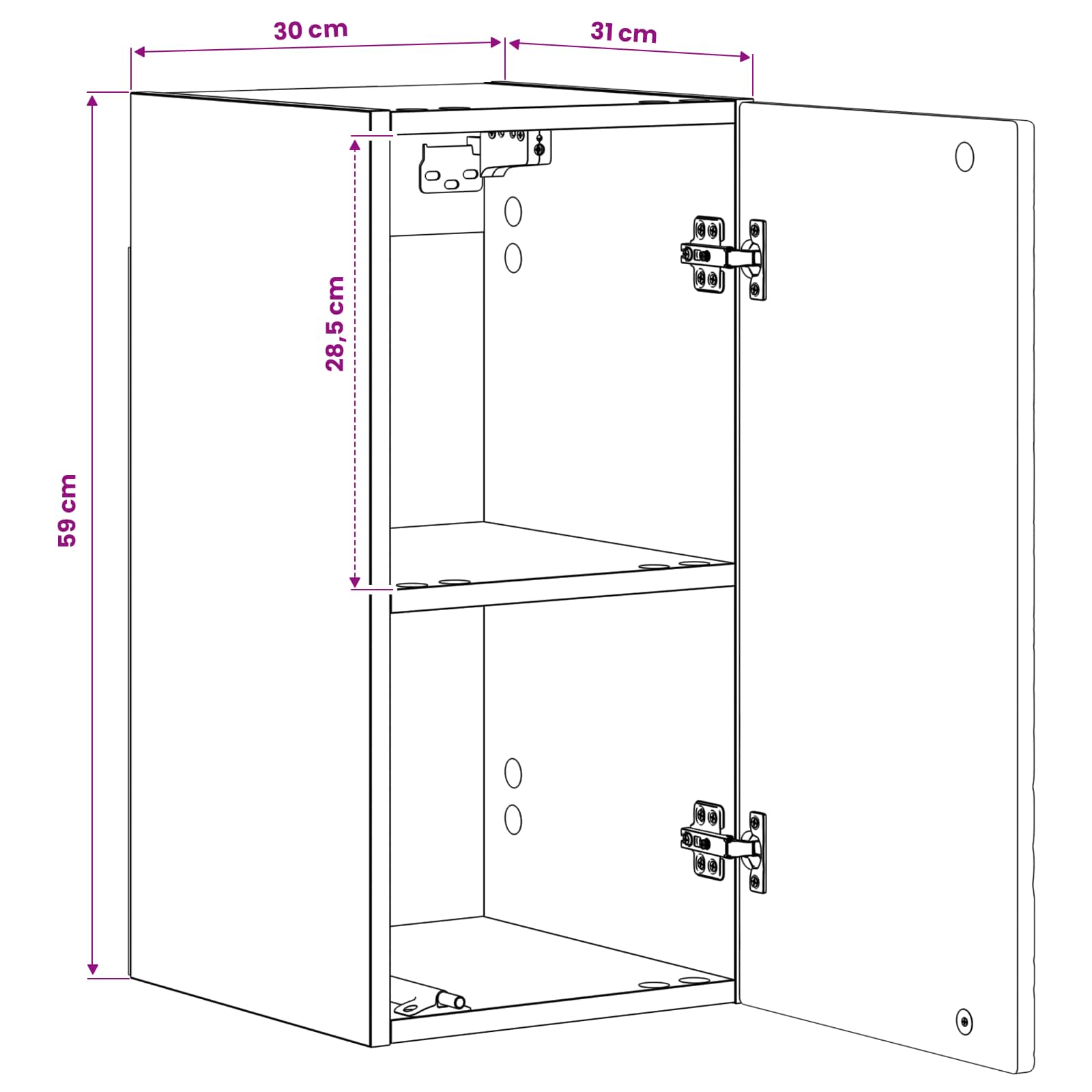 Bathroom Wall Cabinet DELFT White 30 x 31 x 59 cm