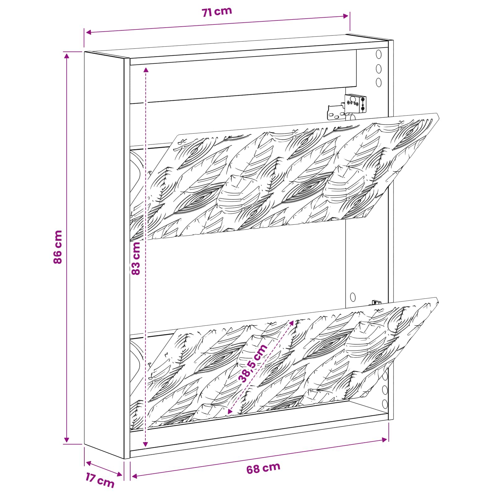 Wall-Mounted Shoe Cabinet DELFT 71 x 17 x 86 cm Engineered Wood