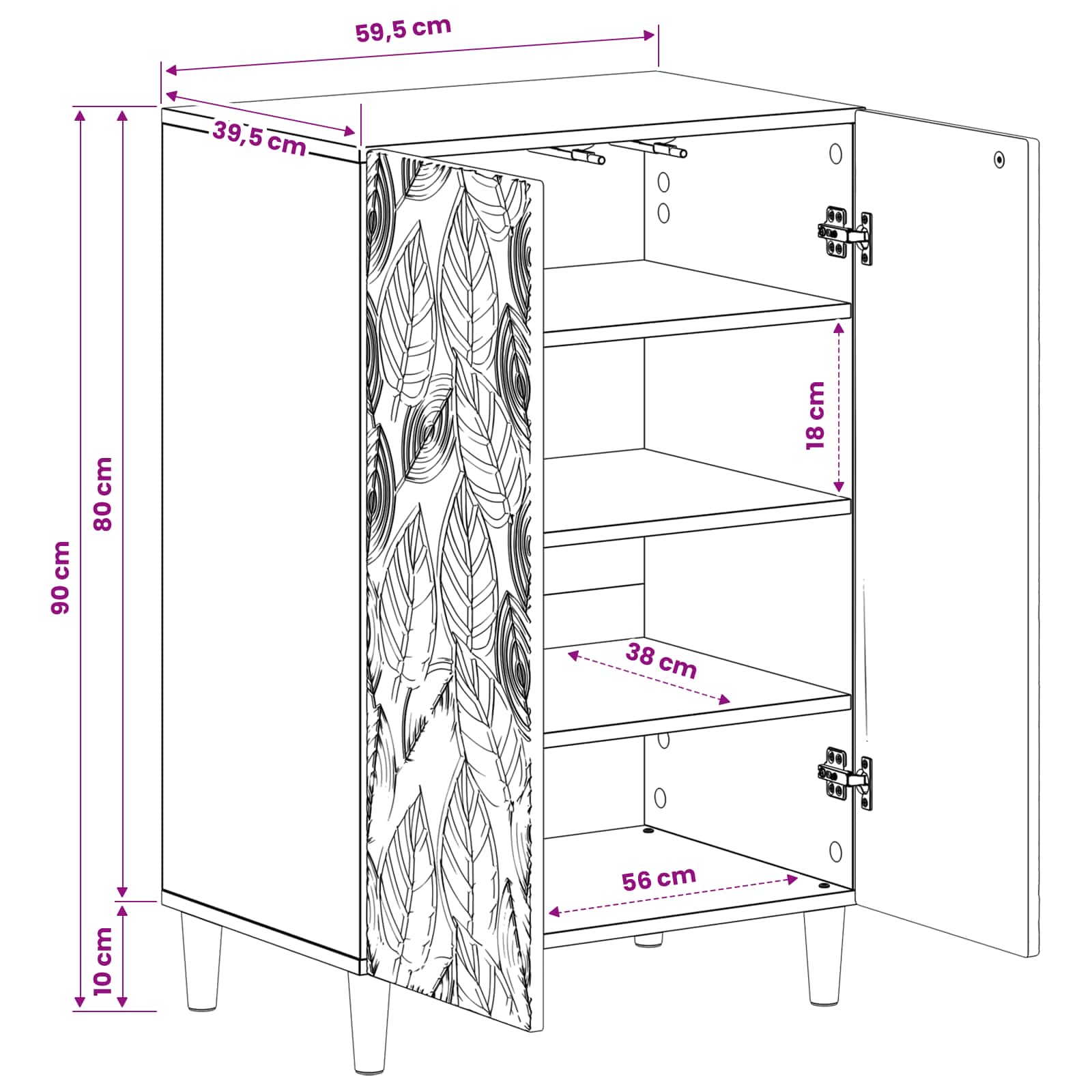 Shoe Cabinet DELFT 59.5 x 39.5 x 90 cm Engineered Wood White
