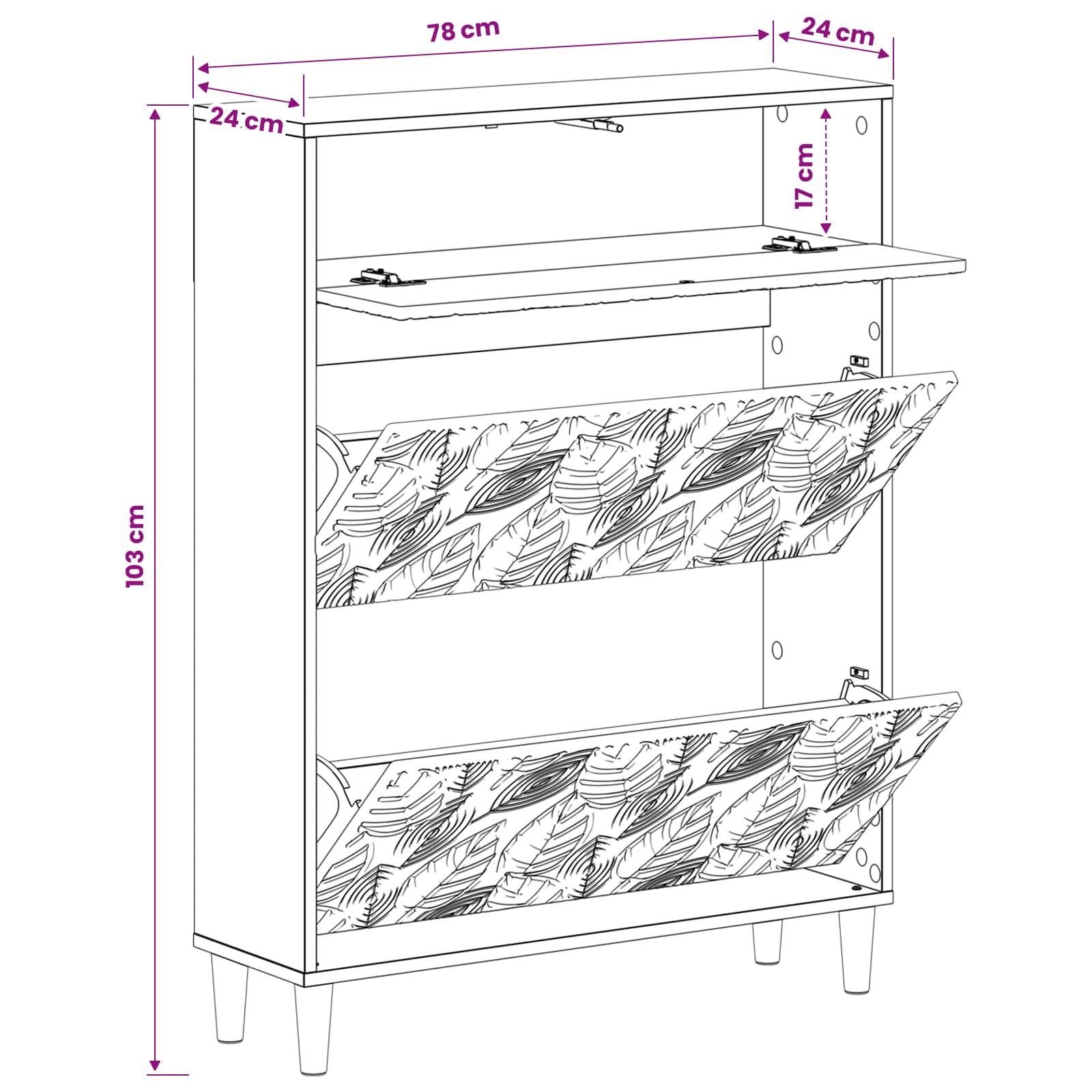 Shoe Cabinet DELFT 78 x 24 x 103 cm Engineered Wood White