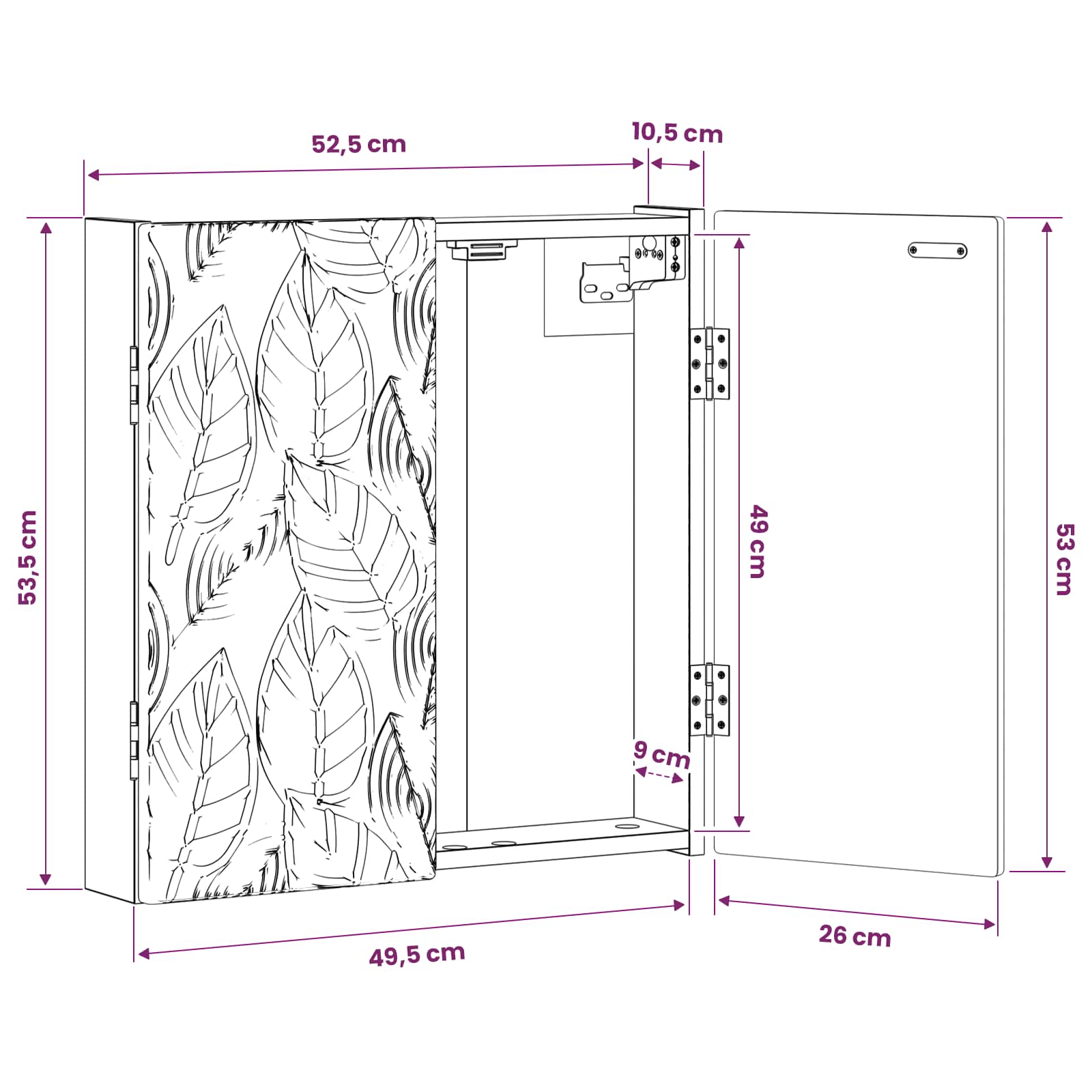 Dartboard Cabinet DELFT White 52.5 x 10.5 x 53.5 cm