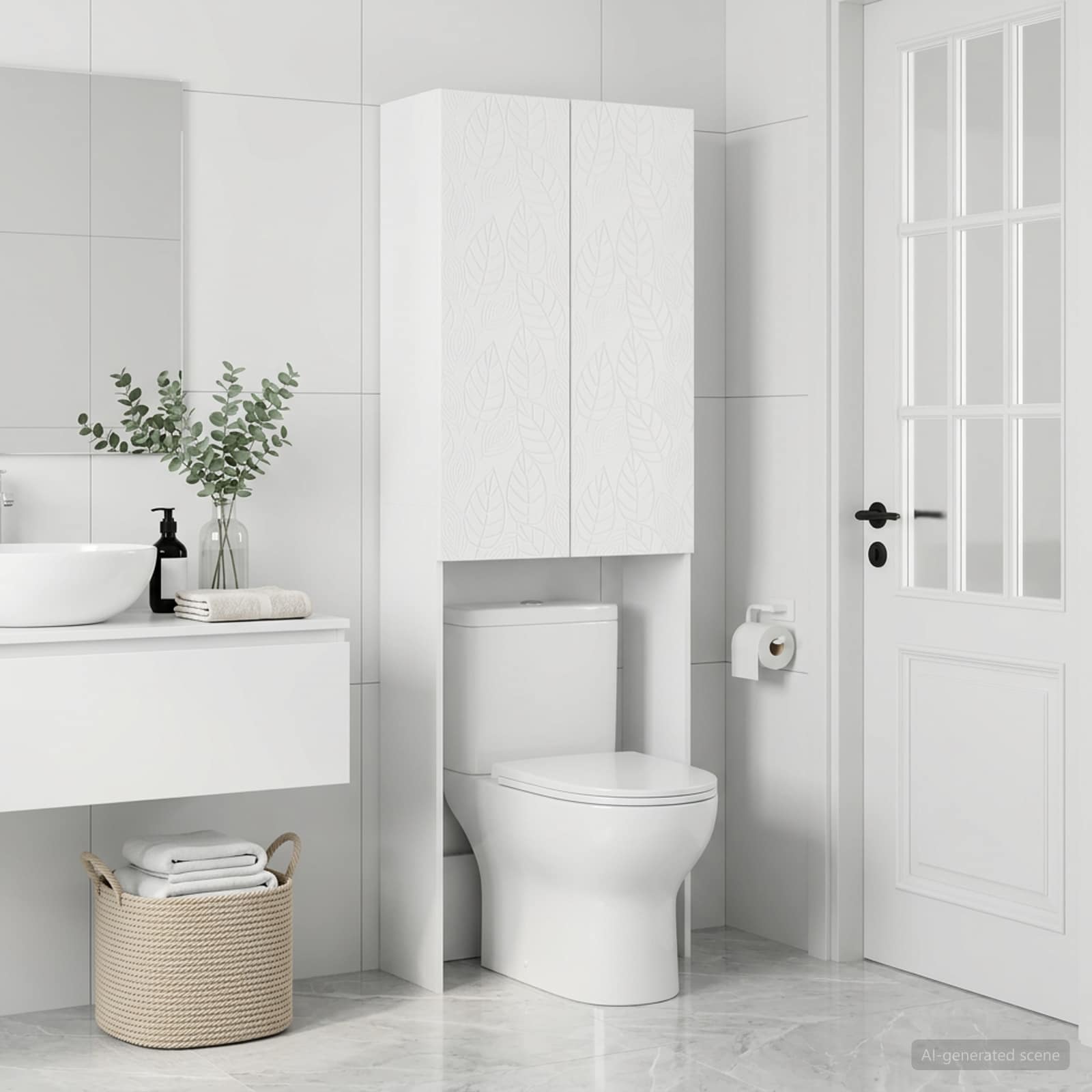Toilet Cabinet DELFT White 66 x 25.5 x 190 cm Engineered Wood