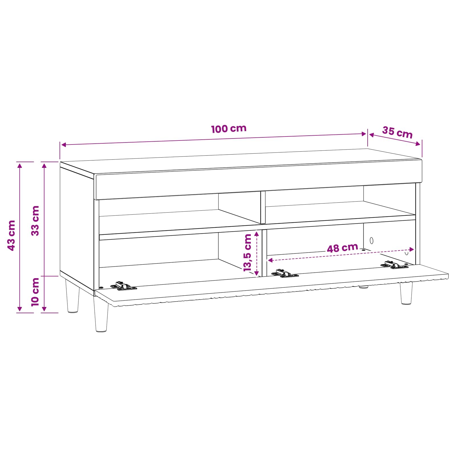 LED TV Cabinet White Engineered Wood