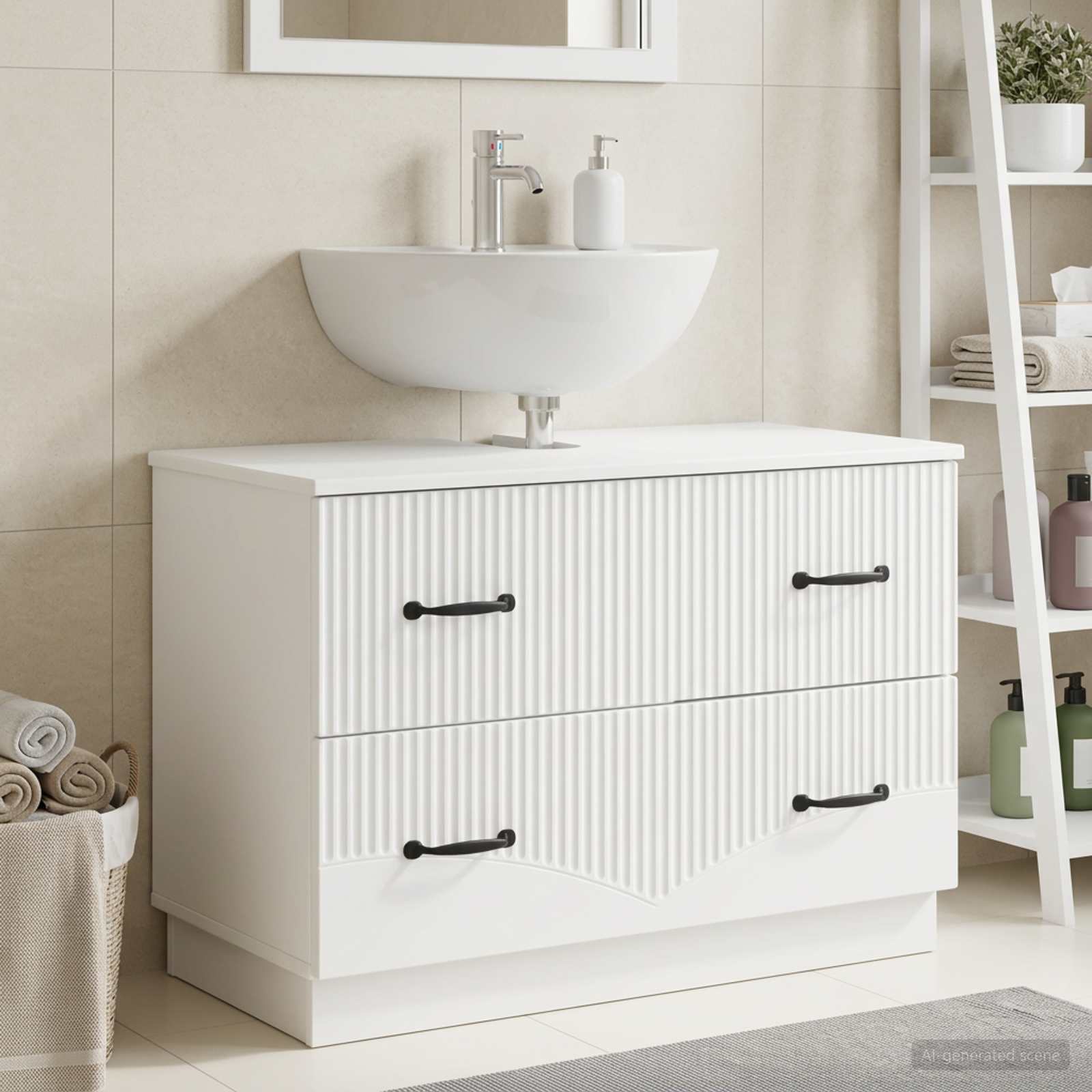 Bathroom Sink Cabinet HOORN White 82 x 41 x 56 cm