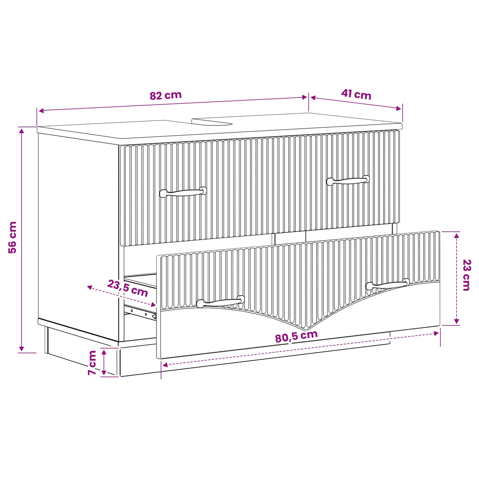 Bathroom Sink Cabinet HOORN White 82 x 41 x 56 cm