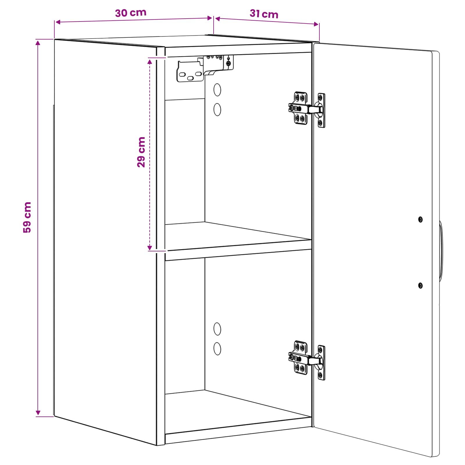 Bathroom Wall Cabinet HOORN White 30 x 31 x 59 cm