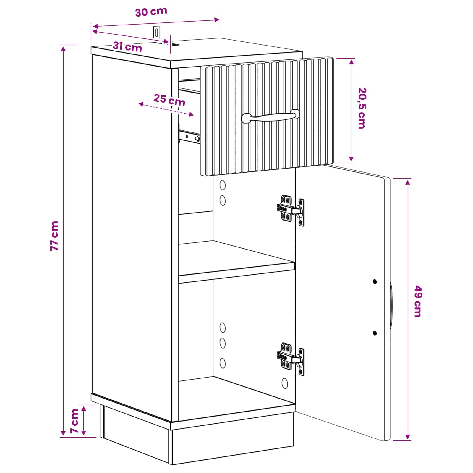 Bathroom Storage Cabinet HOORN White 30 x 31 x 77 cm