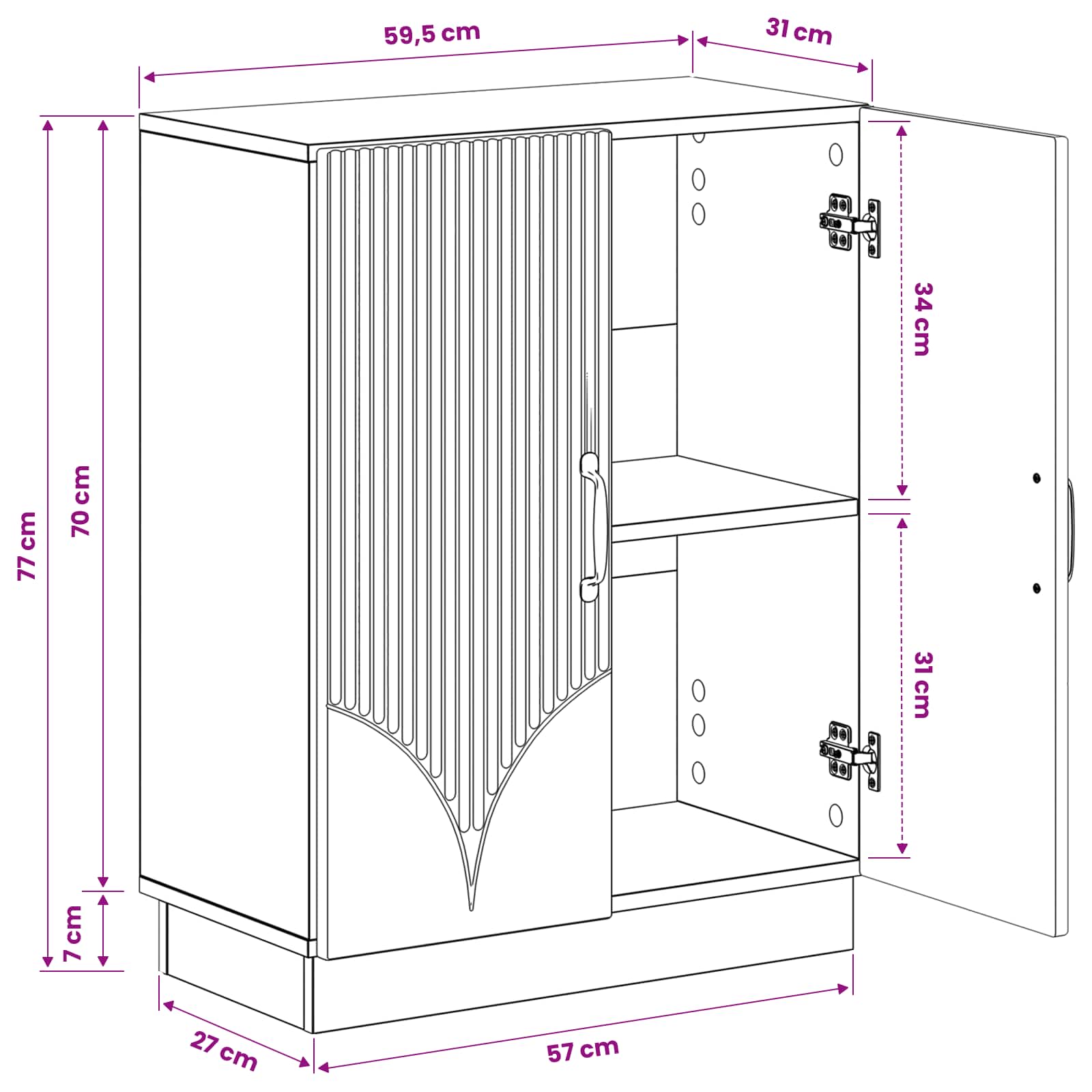 Bathroom Storage Cabinet HOORN White 59.5 x 31 x 77 cm