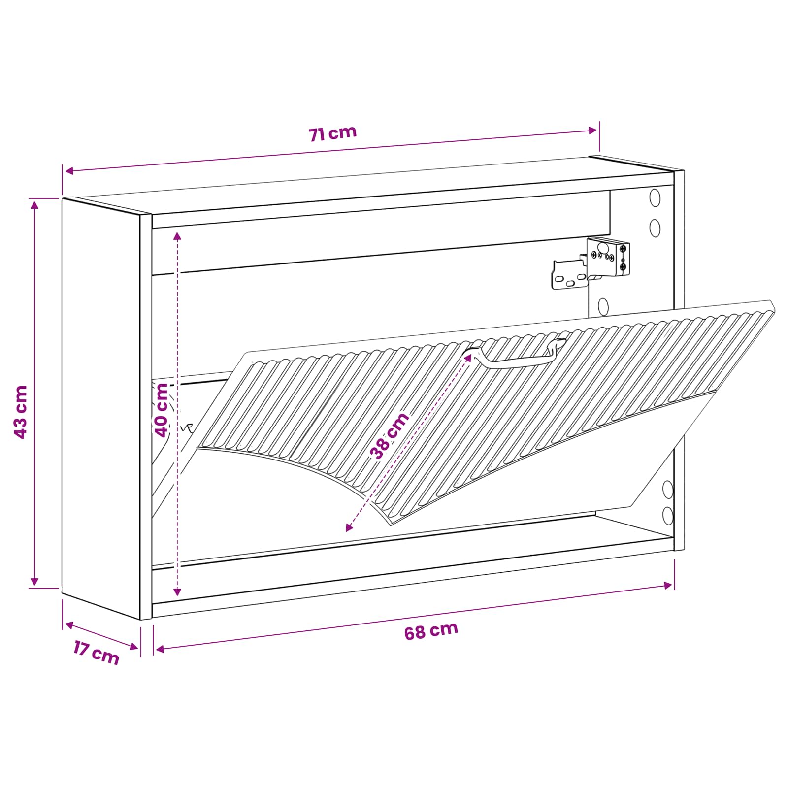 Wall-Mounted Shoe Cabinet HOORN 71 x 17 x 43 cm Engineered Wood