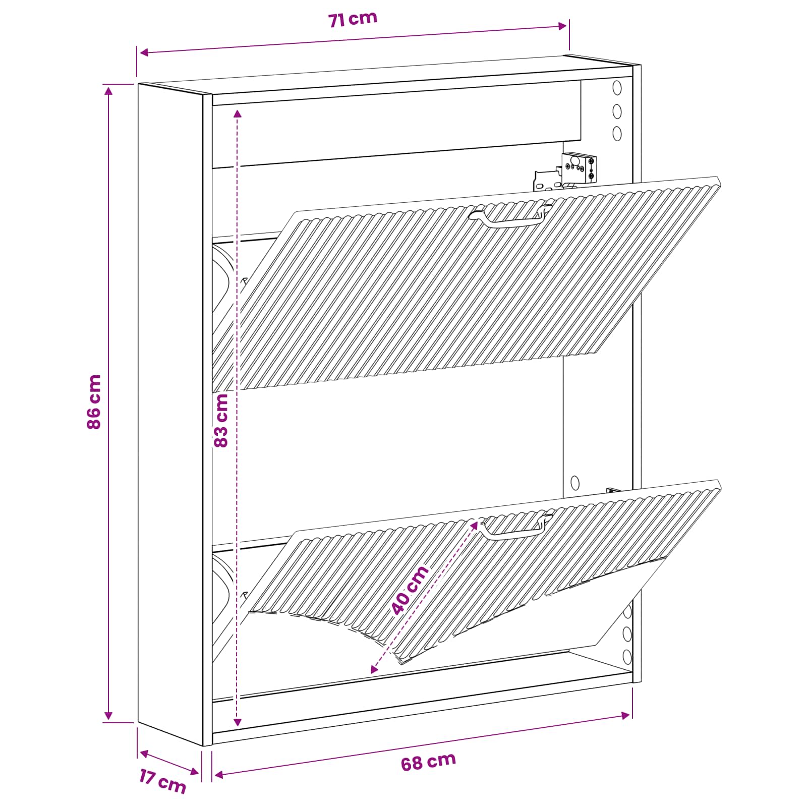 Wall-Mounted Shoe Cabinet HOORN 71 x 17 x 86 cm Engineered Wood