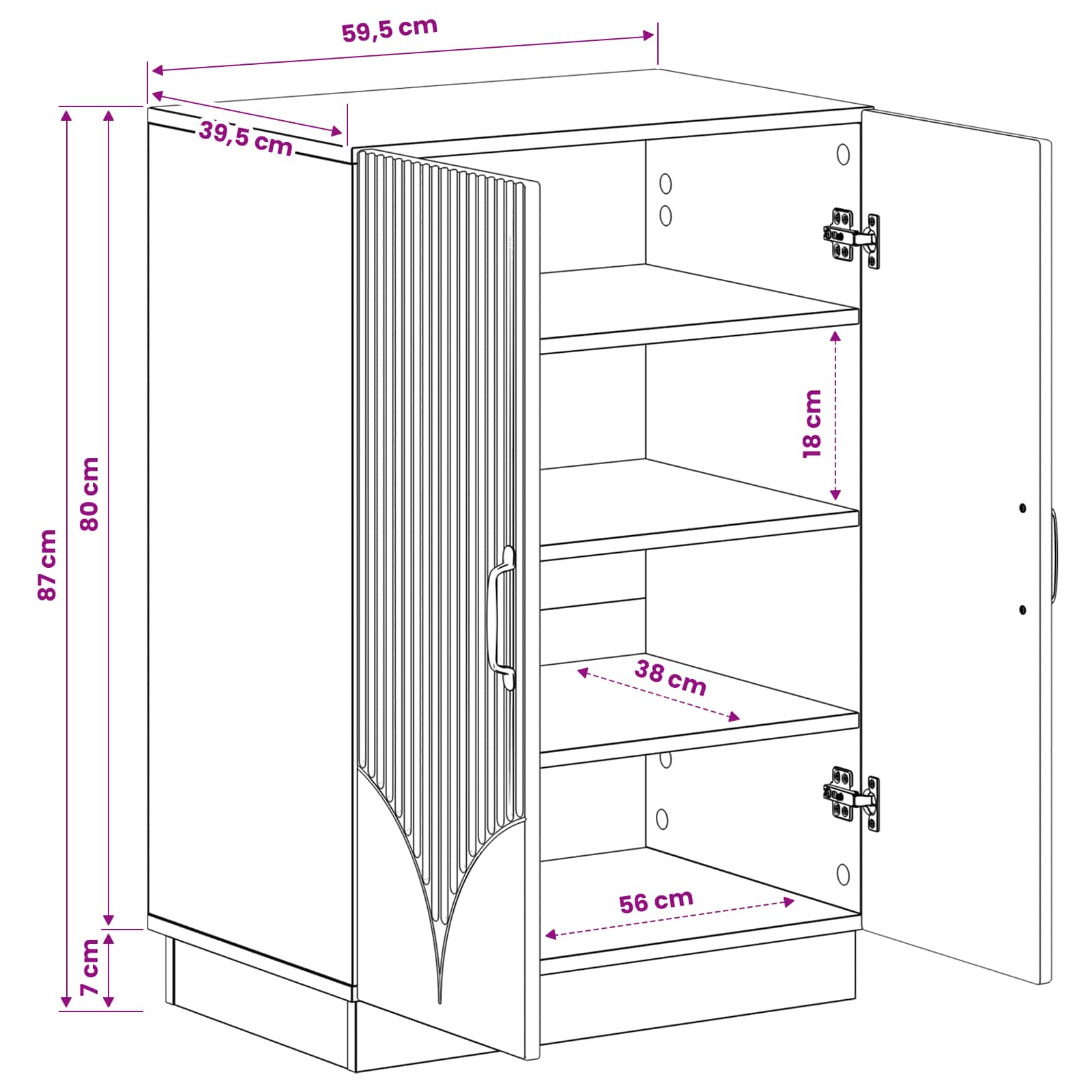Shoe Cabinet HOORN 59.5 x 39.5 x 87 cm Engineered Wood White