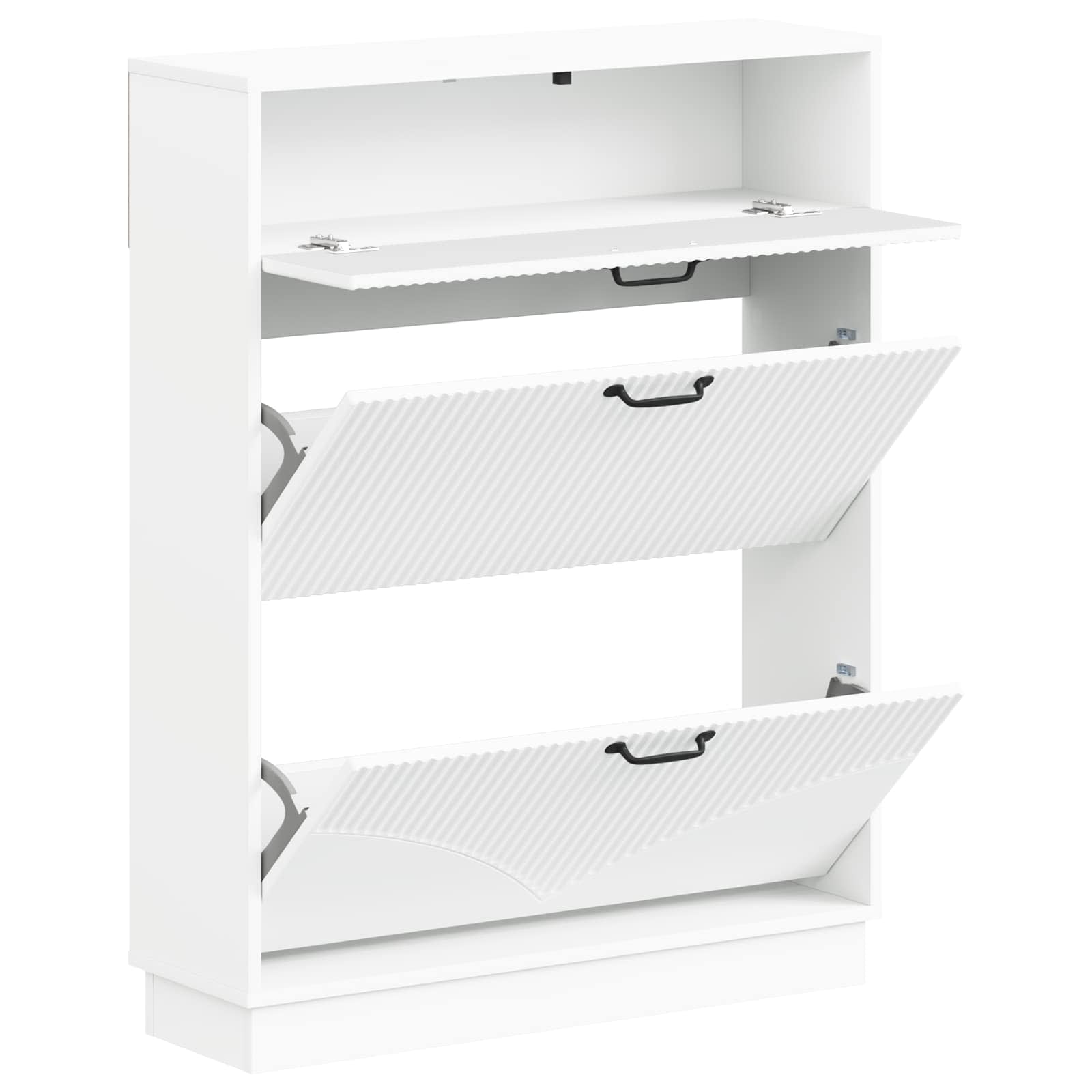 Shoe Cabinet HOORN 78 x 24 x 100 cm Engineered Wood White
