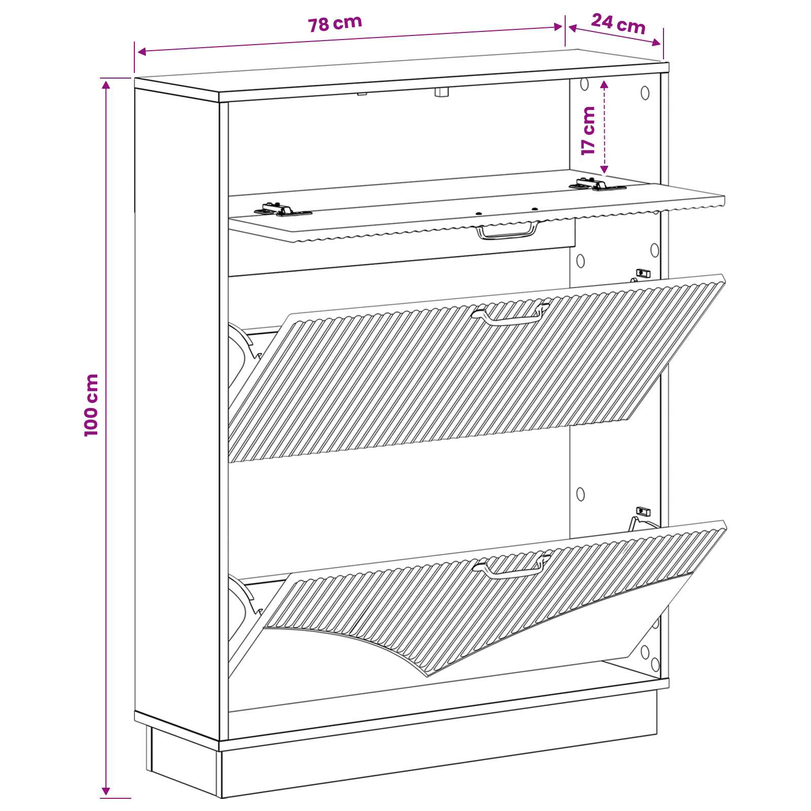 Shoe Cabinet HOORN 78 x 24 x 100 cm Engineered Wood White